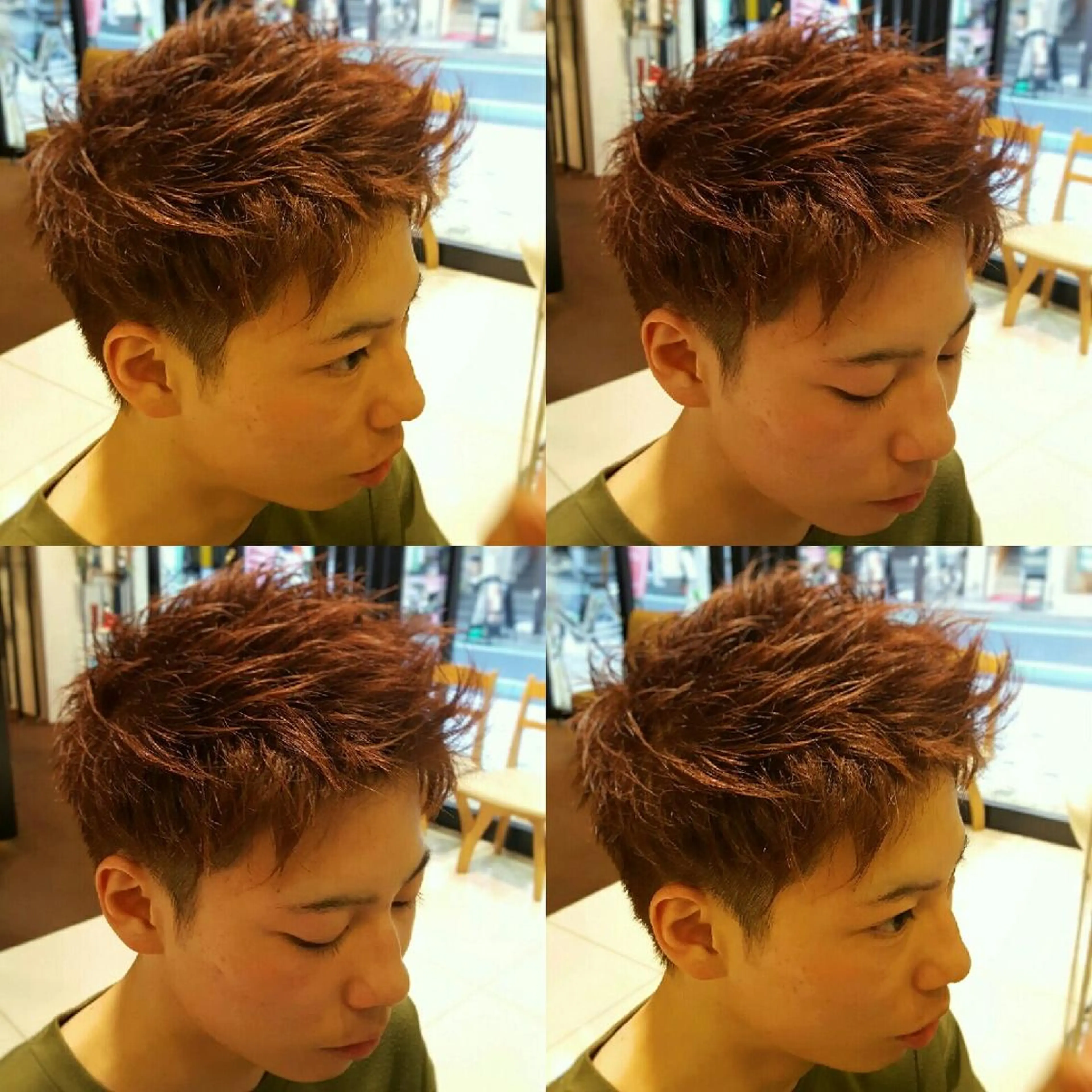 ショート カラー ブラウンカラー レッドカラー レッドブラウン 秋山 幸太のヘアスタイル