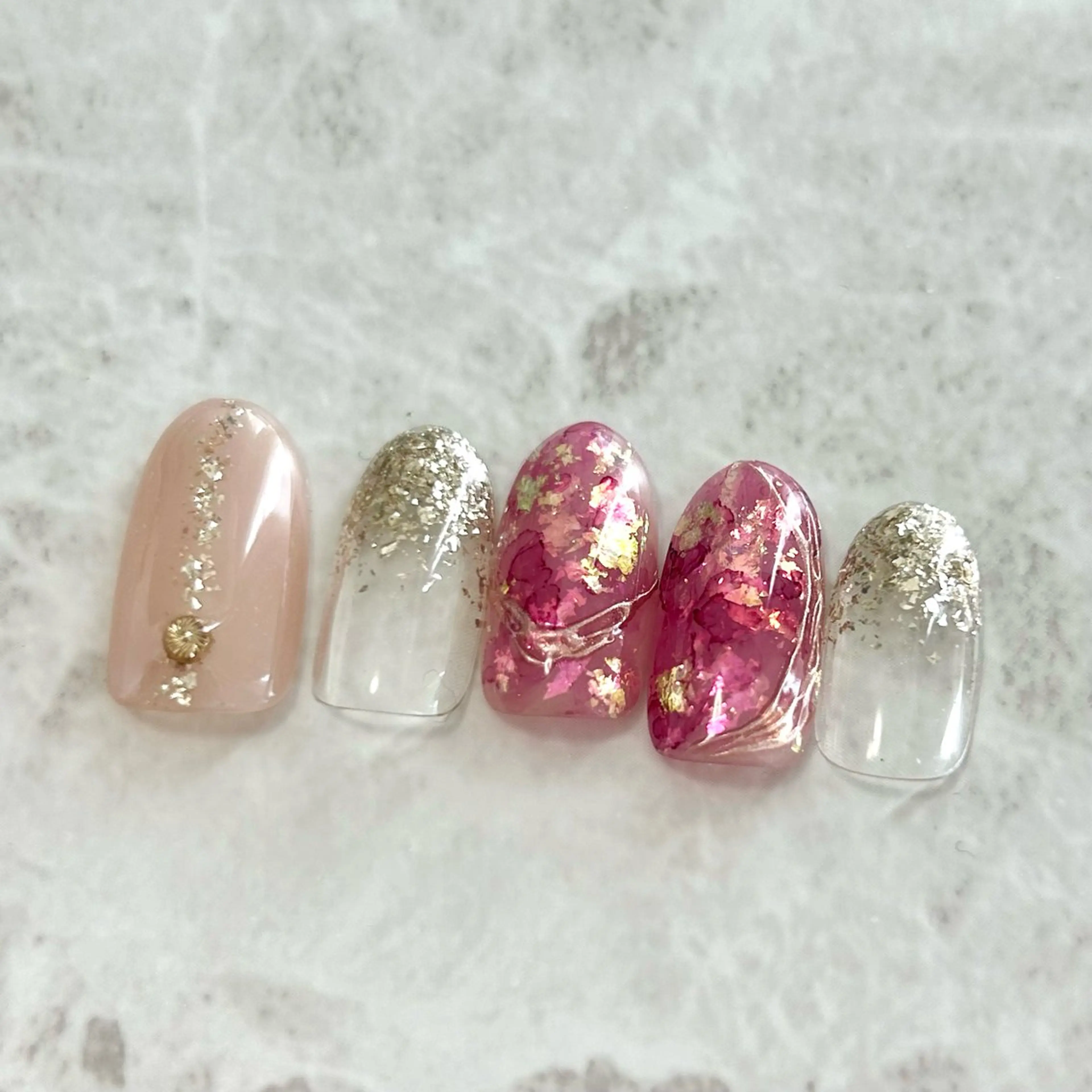 ネイル 桜ネイル ラメ(グリッター) ニュアンスネイル ハンドネイル なが さきのネイルデザイン