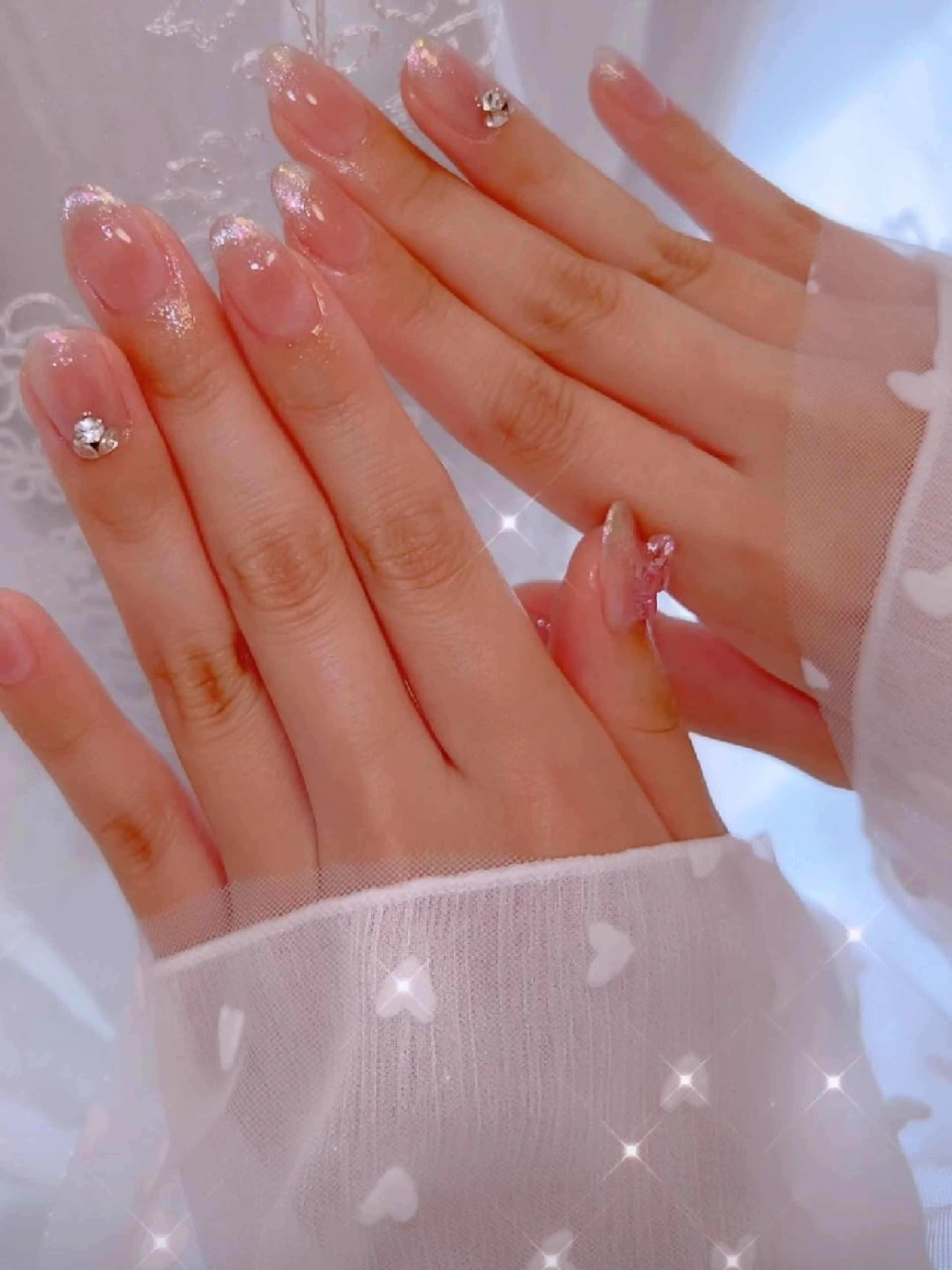 ネイル 長さ出し ジェルネイル 韓国ネイル マグネットネイル ニュアンスネイル I LOVE ME  NAIL.｡.:*♡のネイルデザイン