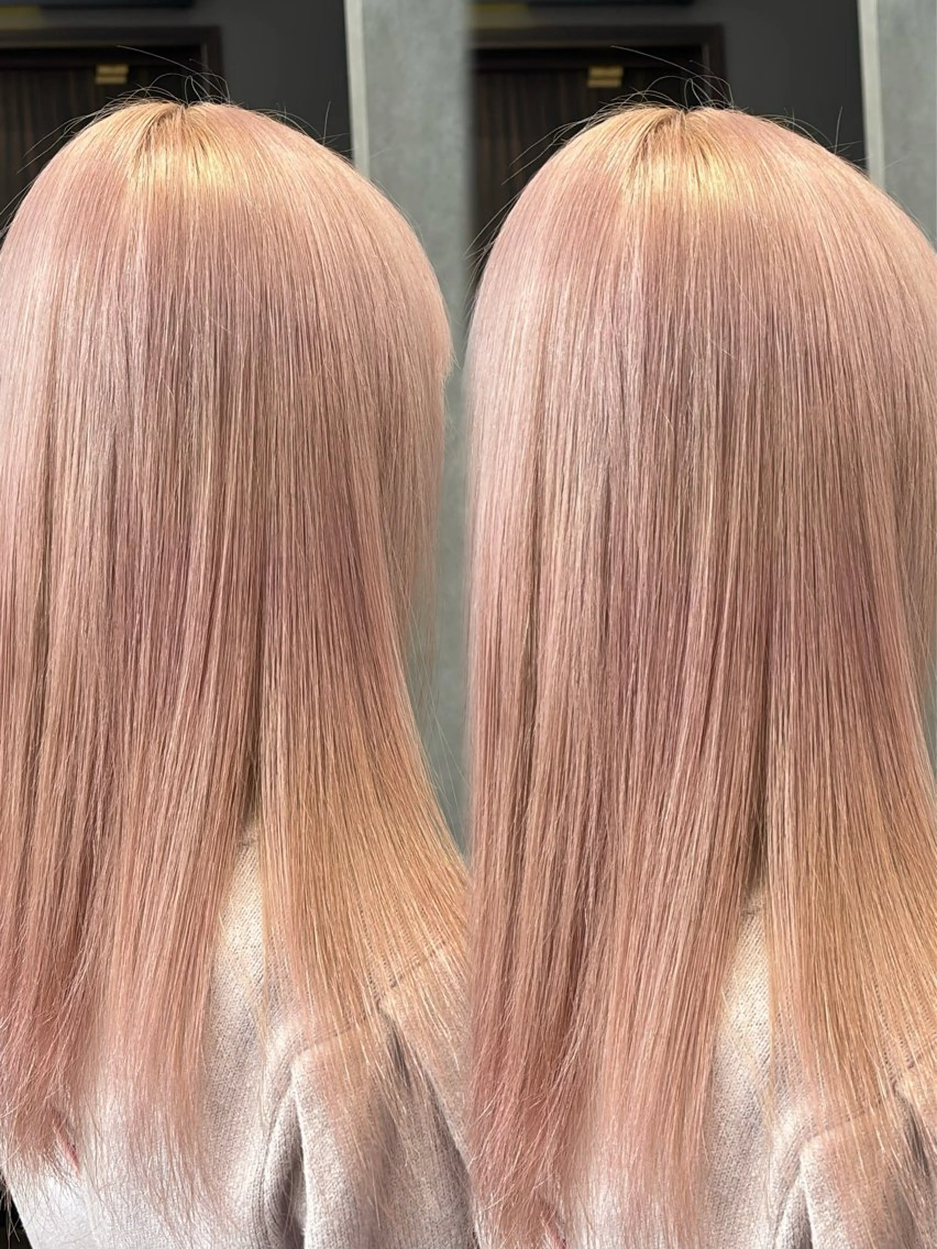 ロング ヘアカラー トリートメント ヘッドスパ ヘアセット 韓国ヘア/ブリーチ無 しWカラー/オリーブのヘアスタイル