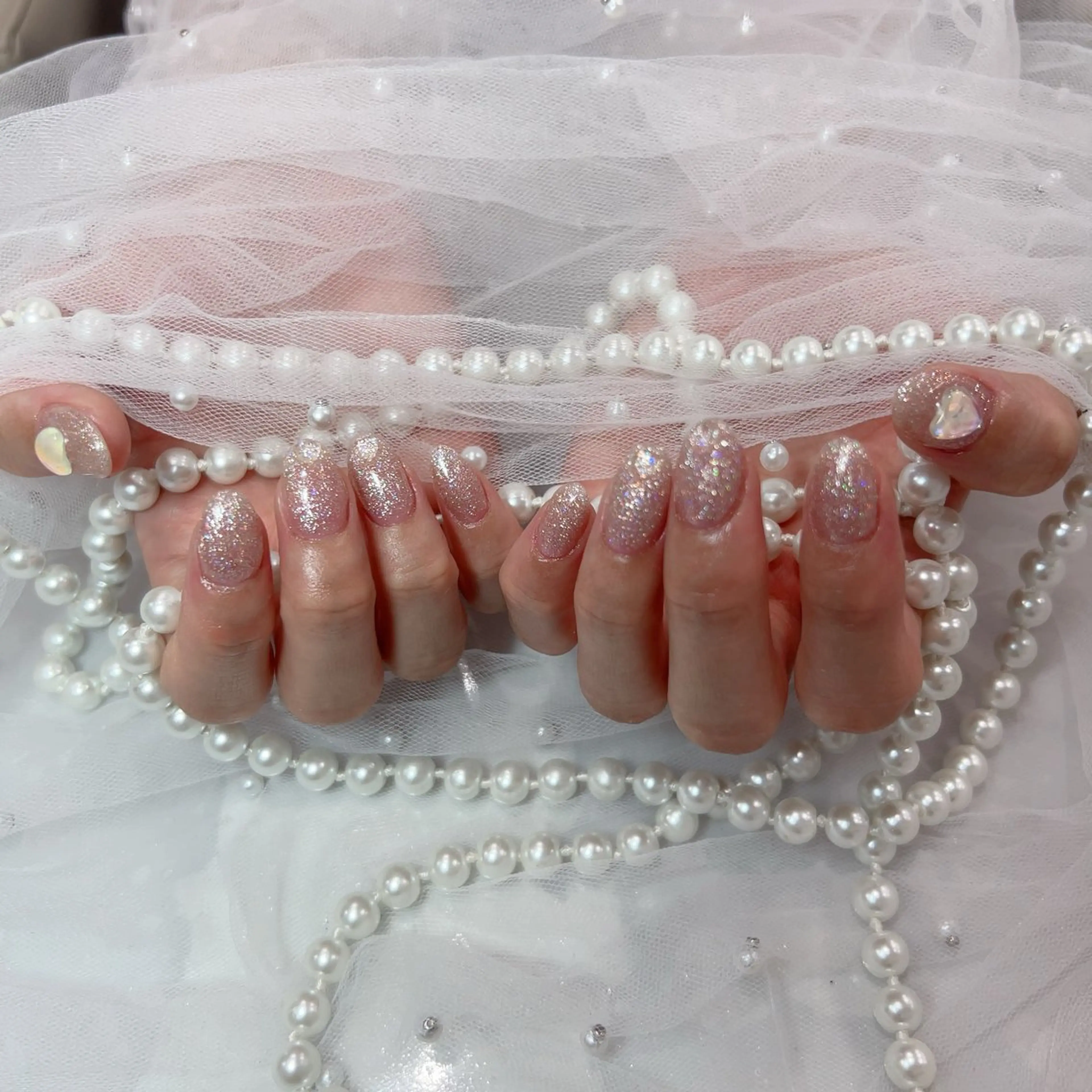 ネイル アートネイル フラッシュネイル フレンチネイル ジェルネイル ガラスフレンチ You&Me Yukiのネイルデザイン