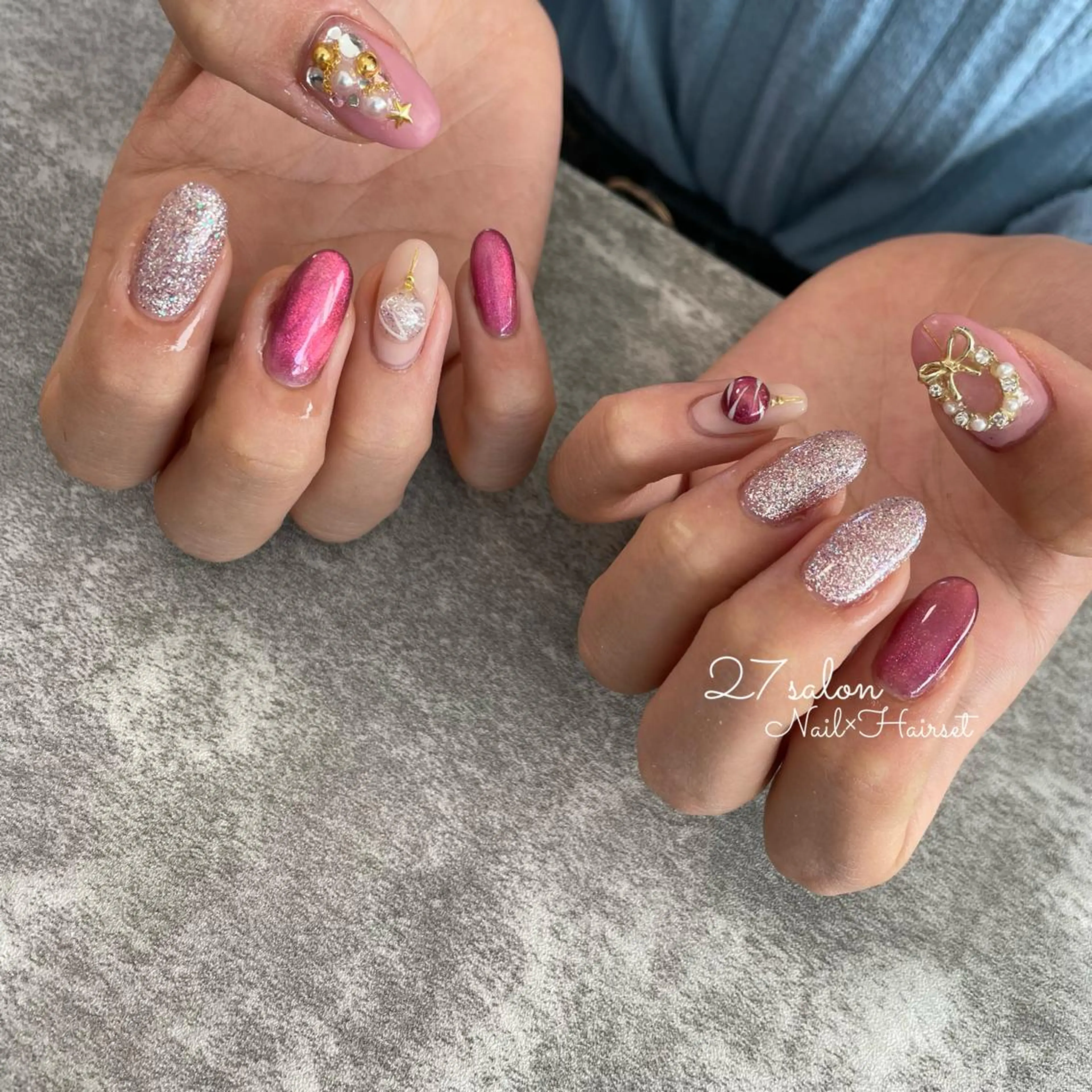 ネイル マグネットネイル 冬ネイル クリスマス 27salon yuinaのネイルデザイン