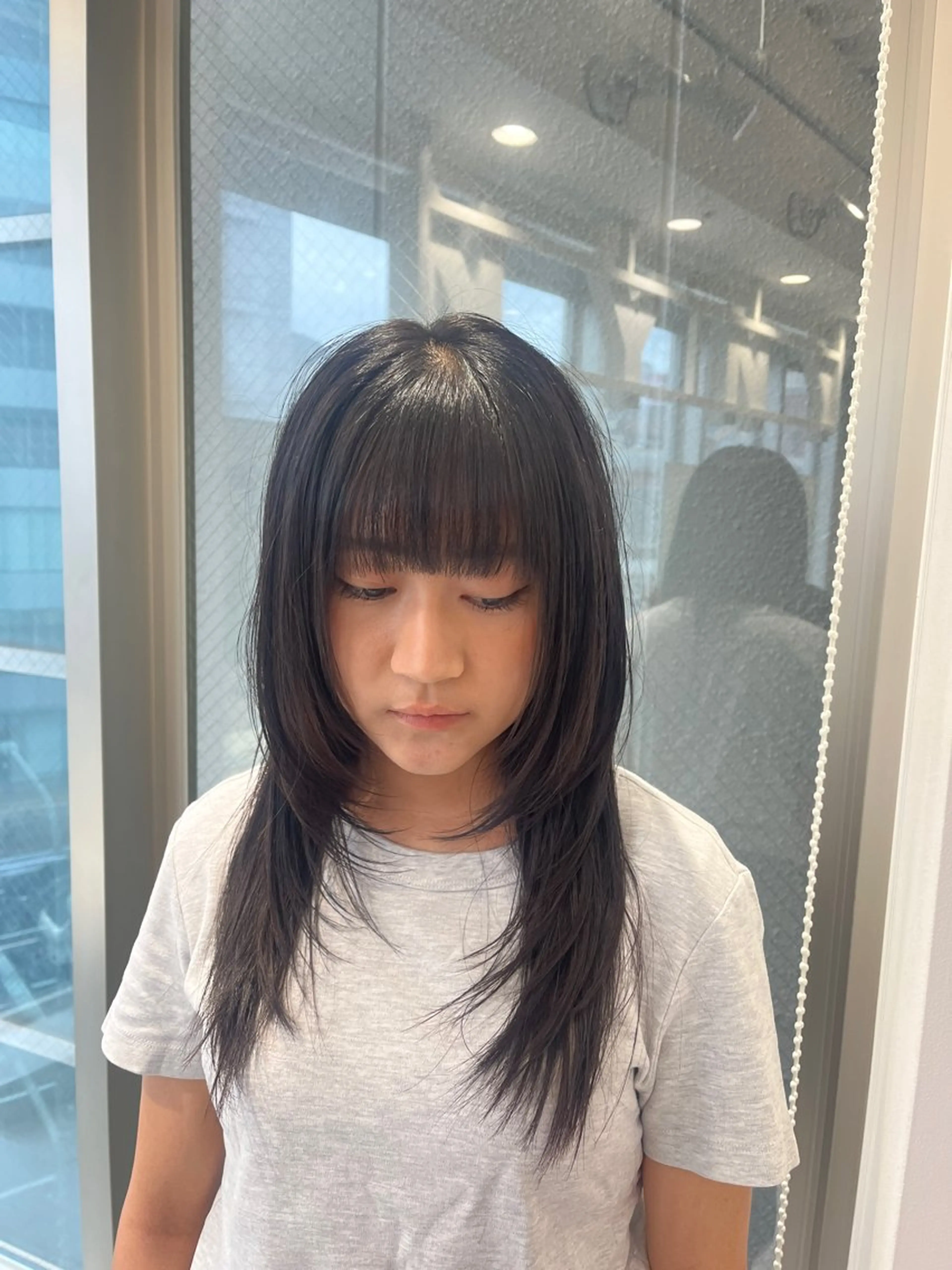 セミロング ハッシュカット ウルフカット 暖色系/レイヤー/ 縮毛矯正/貞金瑞波のヘアスタイル