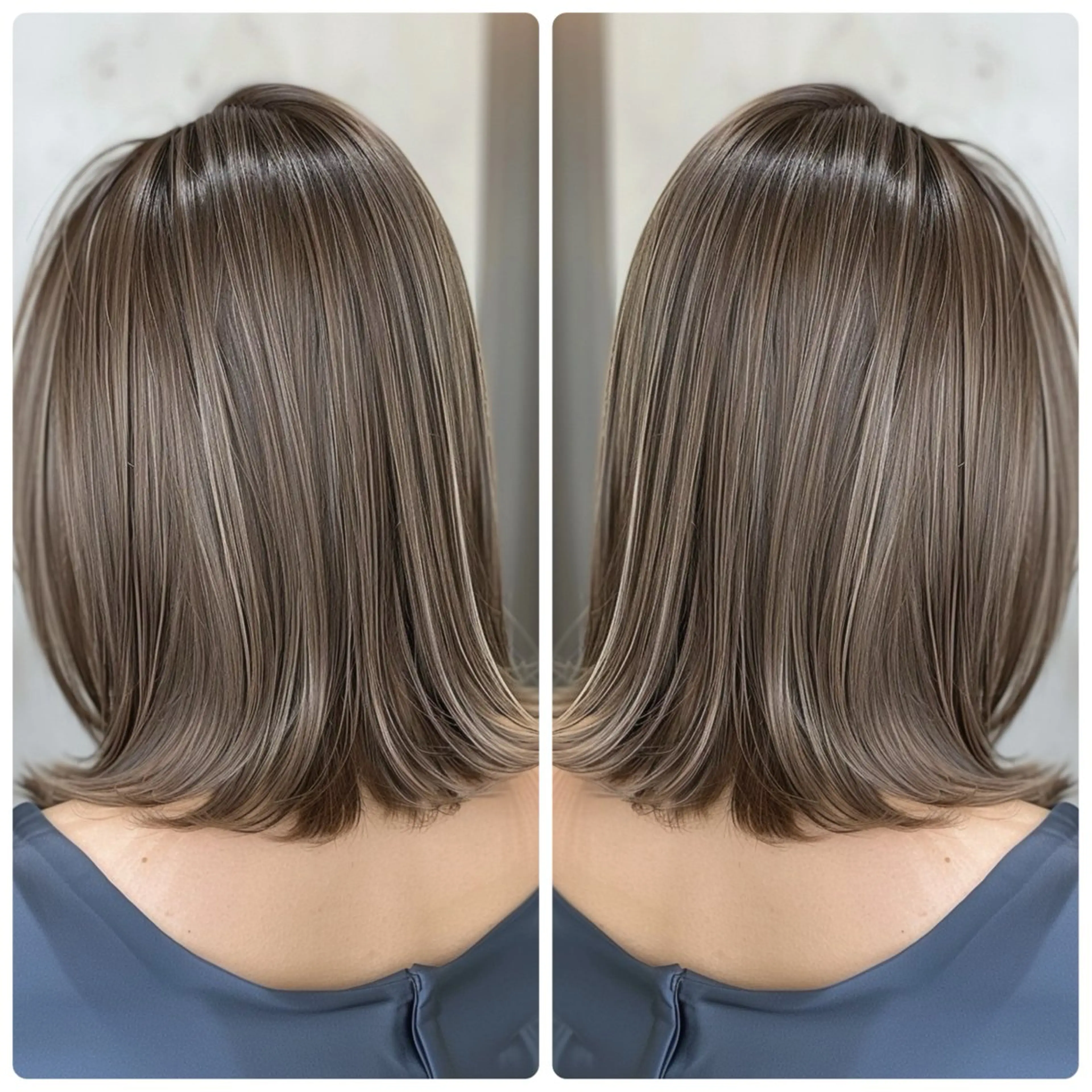 ミディアム ハイライト カット ヘアカラー 保子 祐里香のヘアスタイル