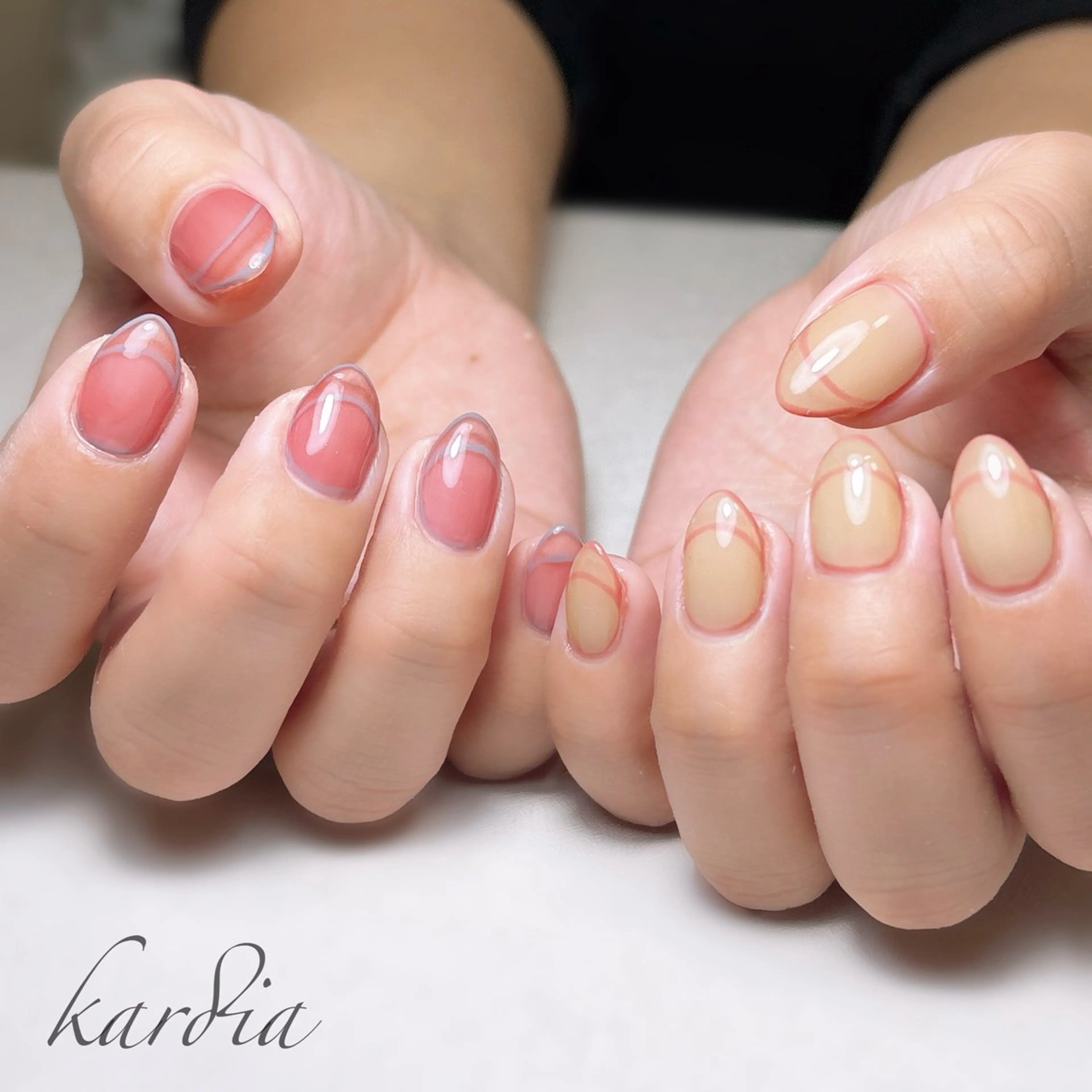 ネイル ハンドネイル καρδιά -ｶﾙﾃﾞｨｱ-のネイルデザイン