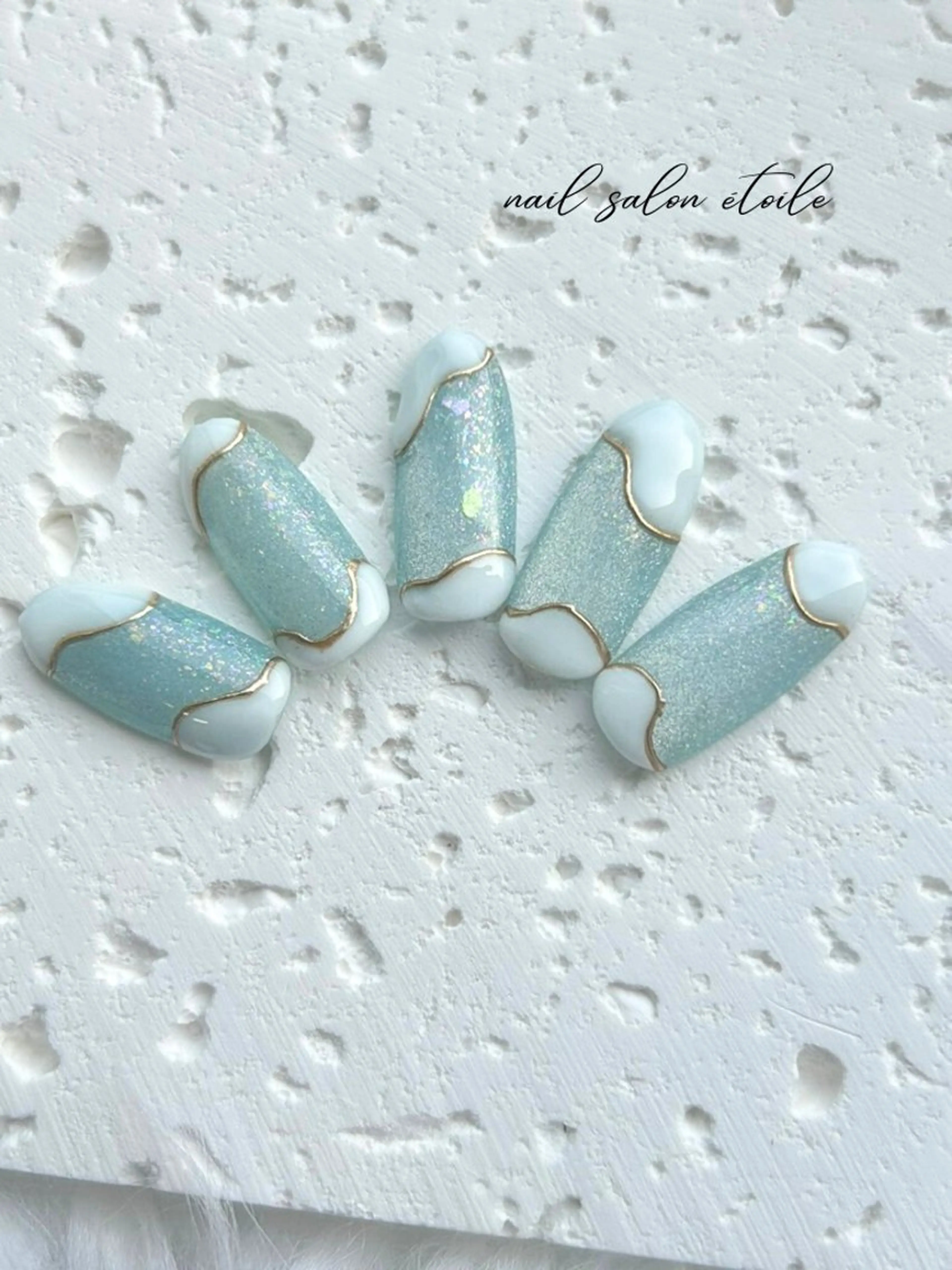 ネイル 水色 マグネットネイル ニュアンスネイル 春ネイル 夏ネイル ハンドネイル nail salon étoileのネイルデザイン