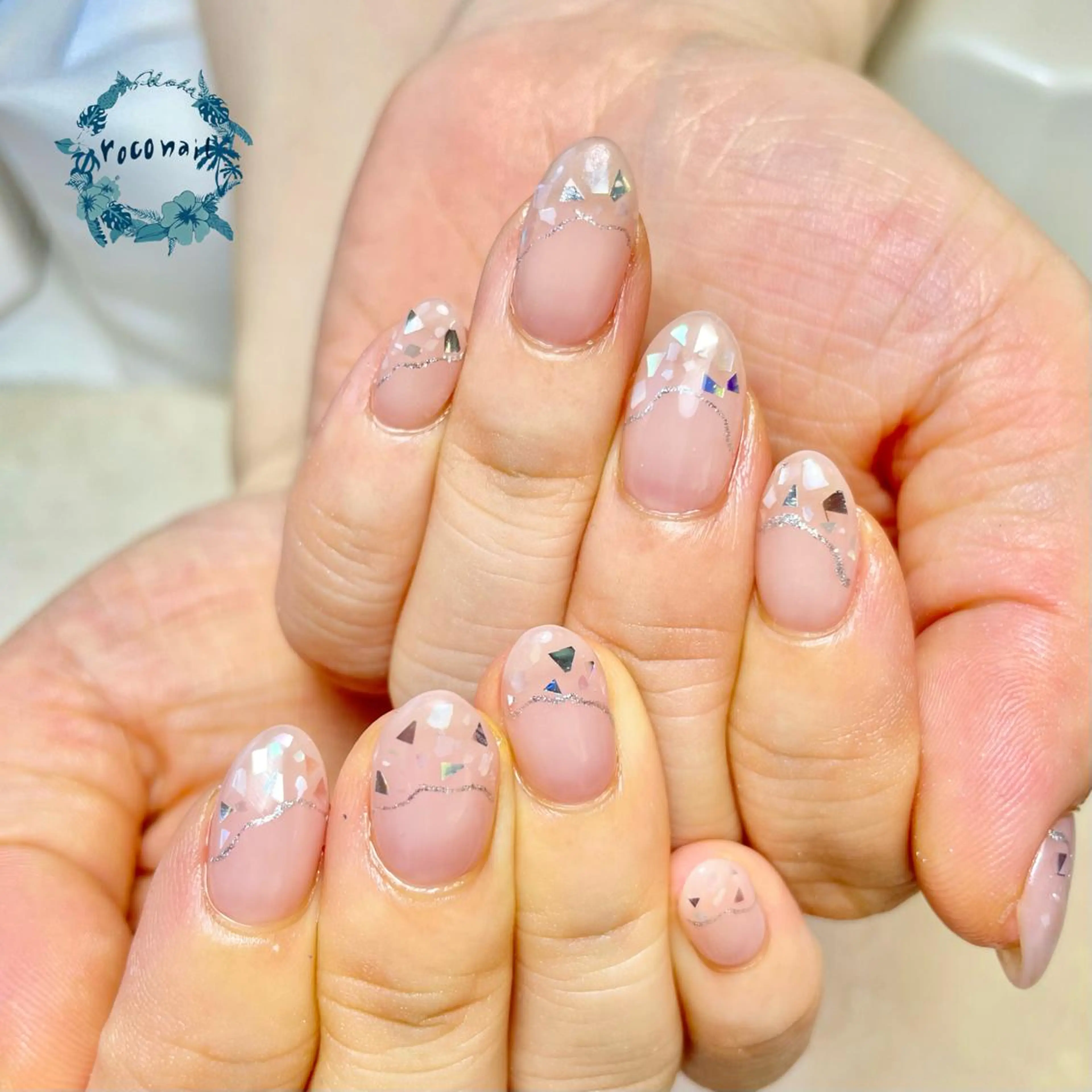 ネイル フレンチネイル ガラスフレンチ ニュアンスネイル ハンドネイル roconail ヒロコのネイルデザイン