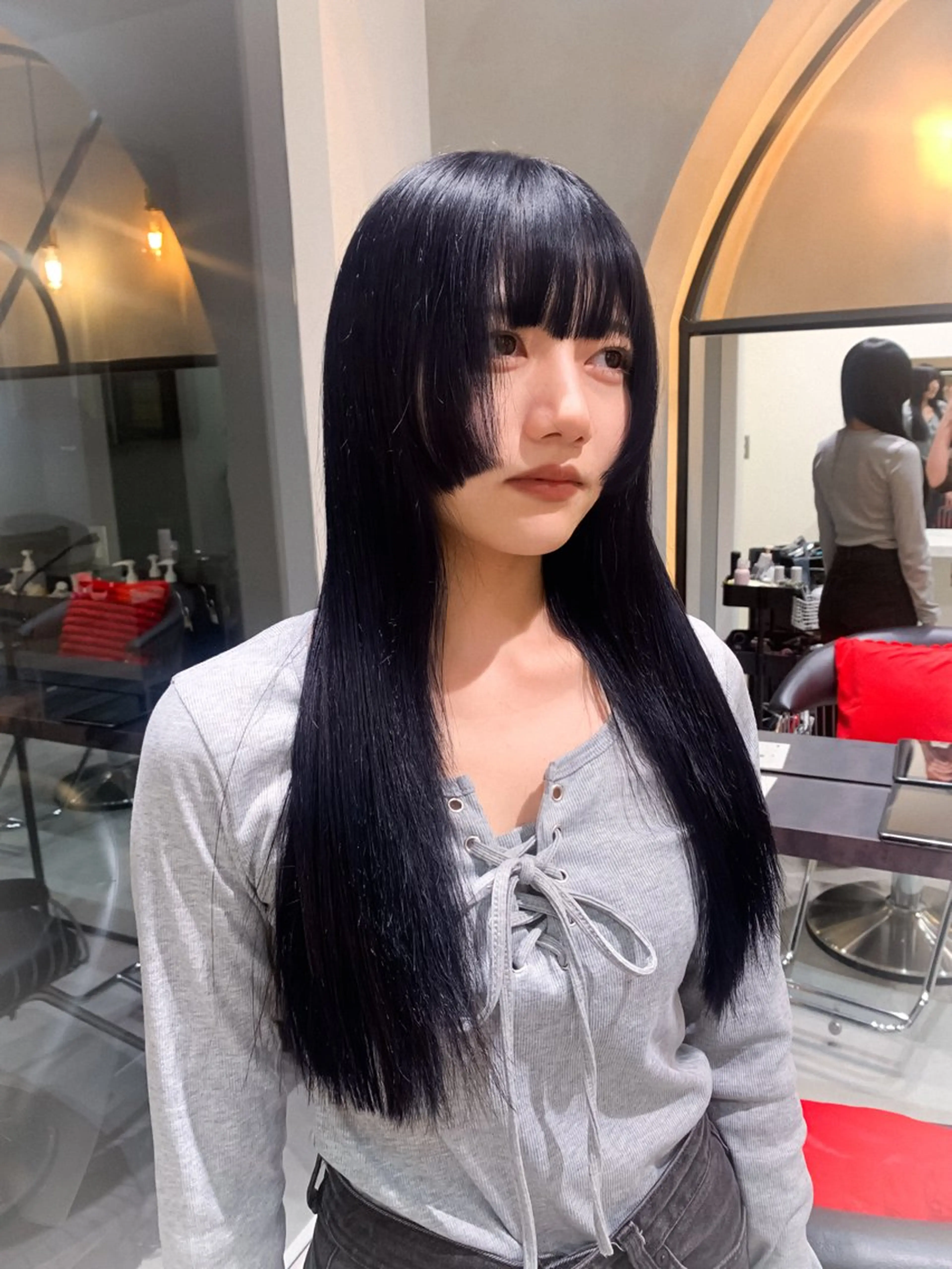 セミロング 姫カット カット ヘアカラー トリートメント 🤍aimi🤍 ウルフ/韓国ヘアのヘアスタイル