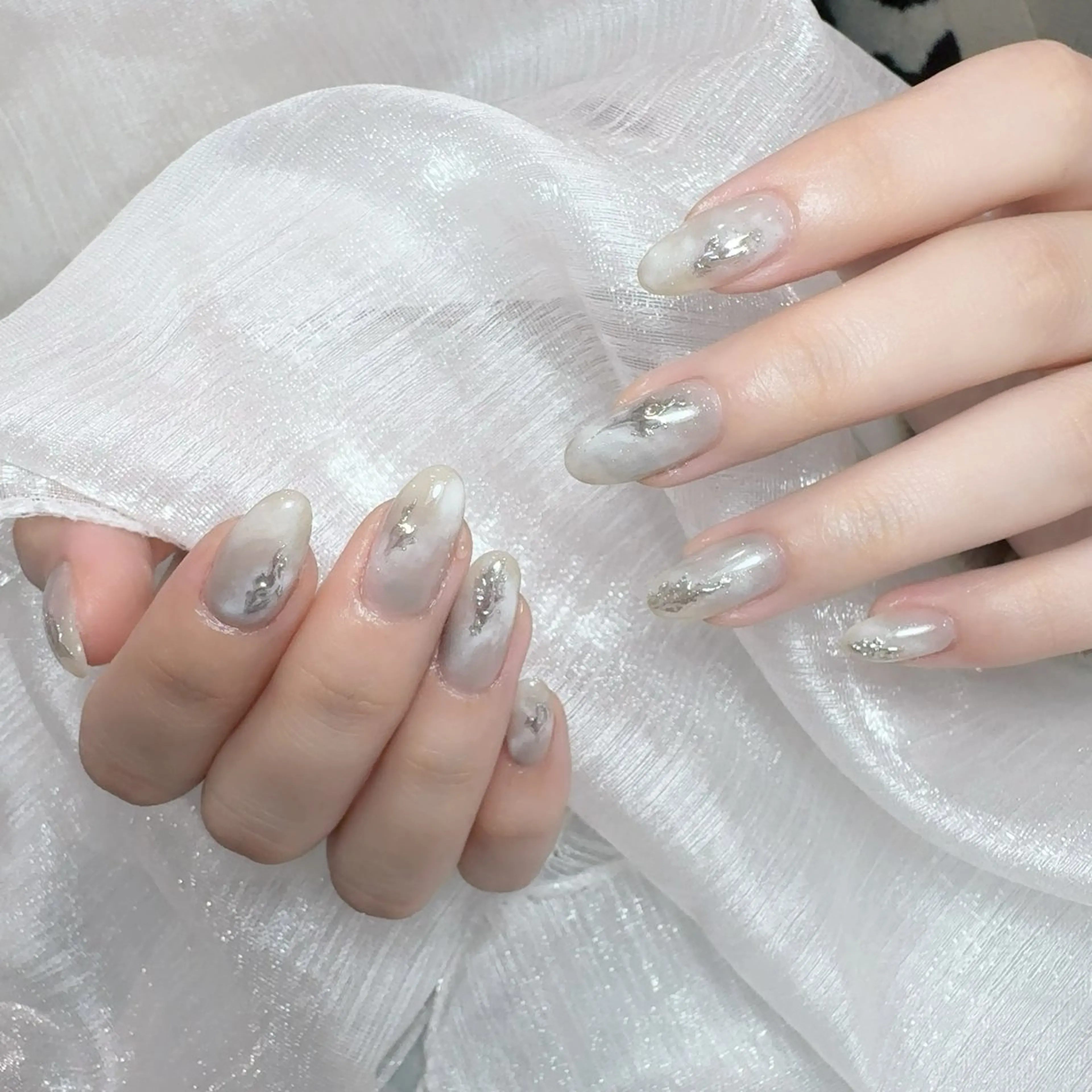 ネイル アートネイル フラッシュネイル フレンチネイル ジェルネイル ガラスフレンチ You&Me Yukiのネイルデザイン