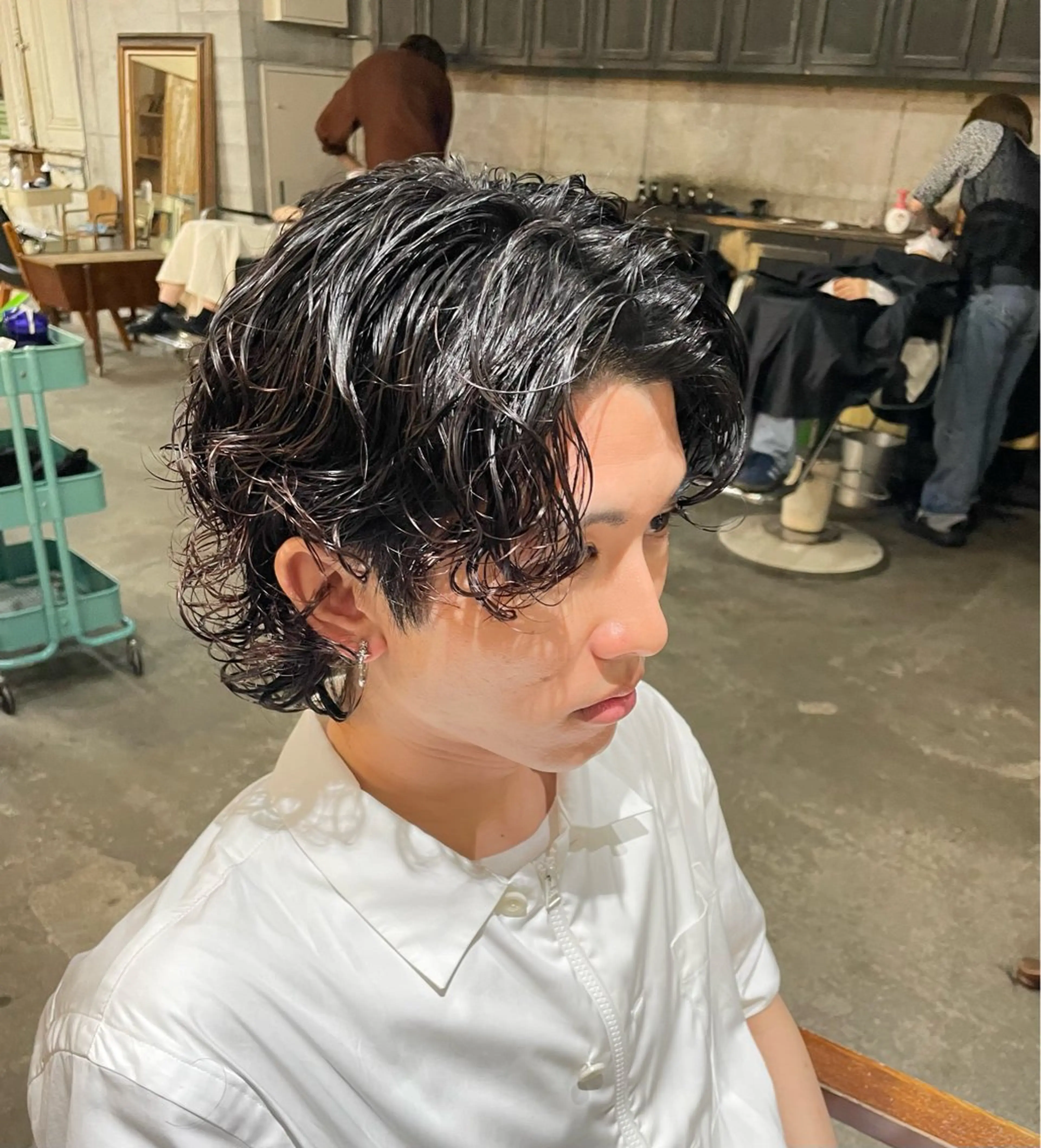 ミディアム パーマ 南堀江/mowen/ サワモトガクのヘアスタイル