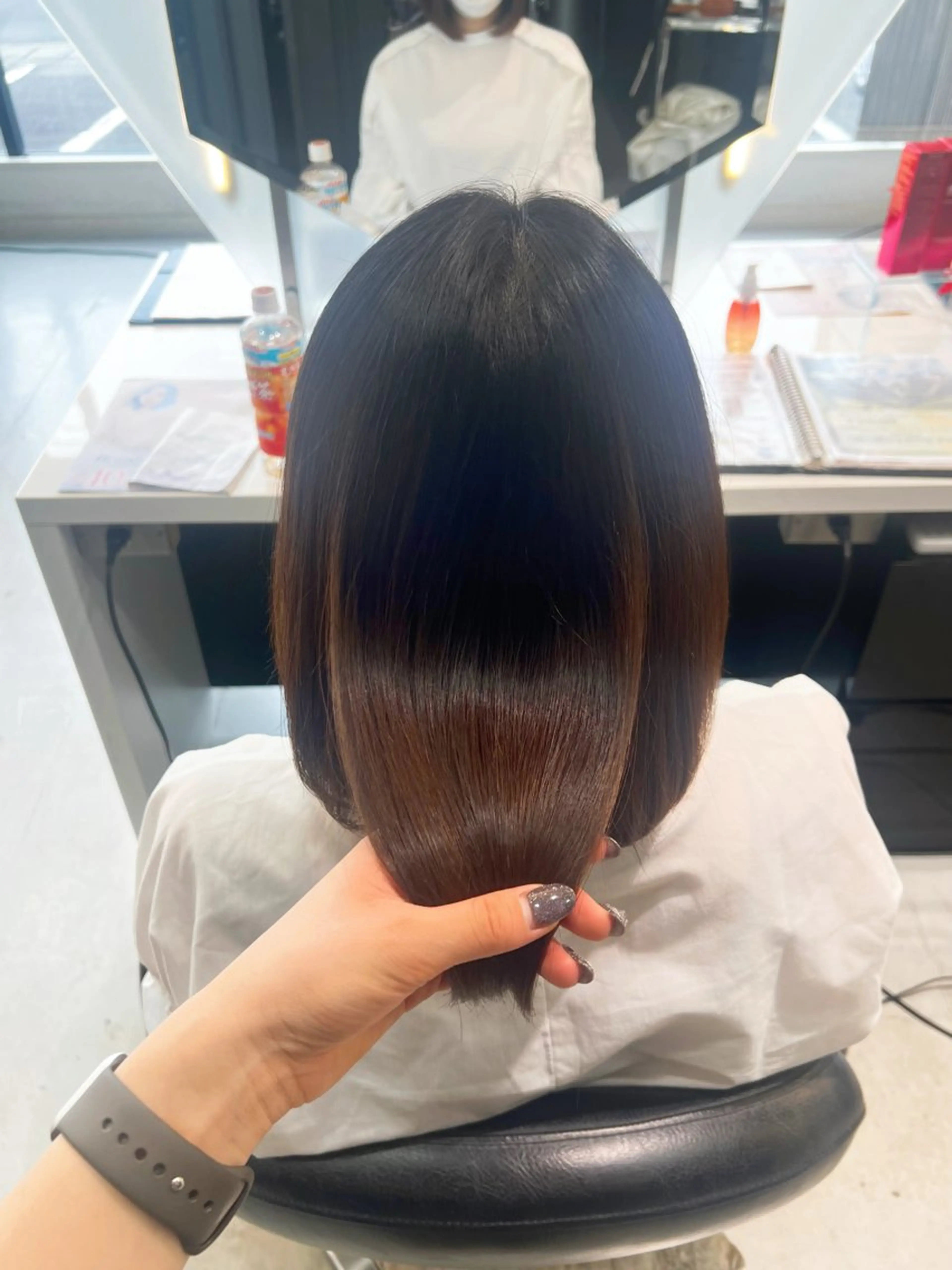 ミディアム 韓国風顔まわり/ベー ジュ/マツエク♡美咲のヘアスタイル