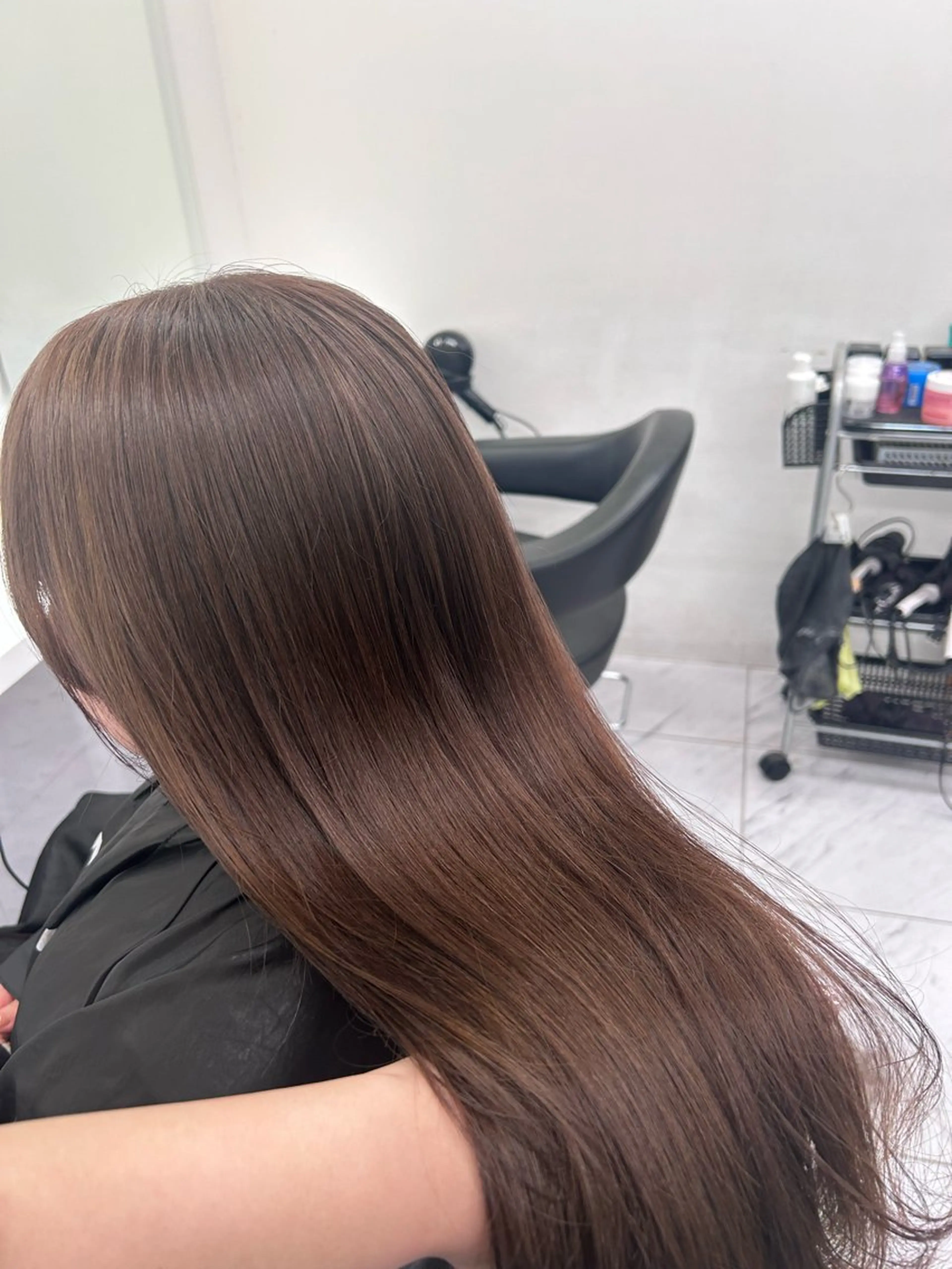 ロング カラー パーマ ヘアアレンジ メンズ キッズ ヘアカラー トリートメント ヘアセット ブリーチなしカラー/ ブラウン/レイヤーのヘアスタイル