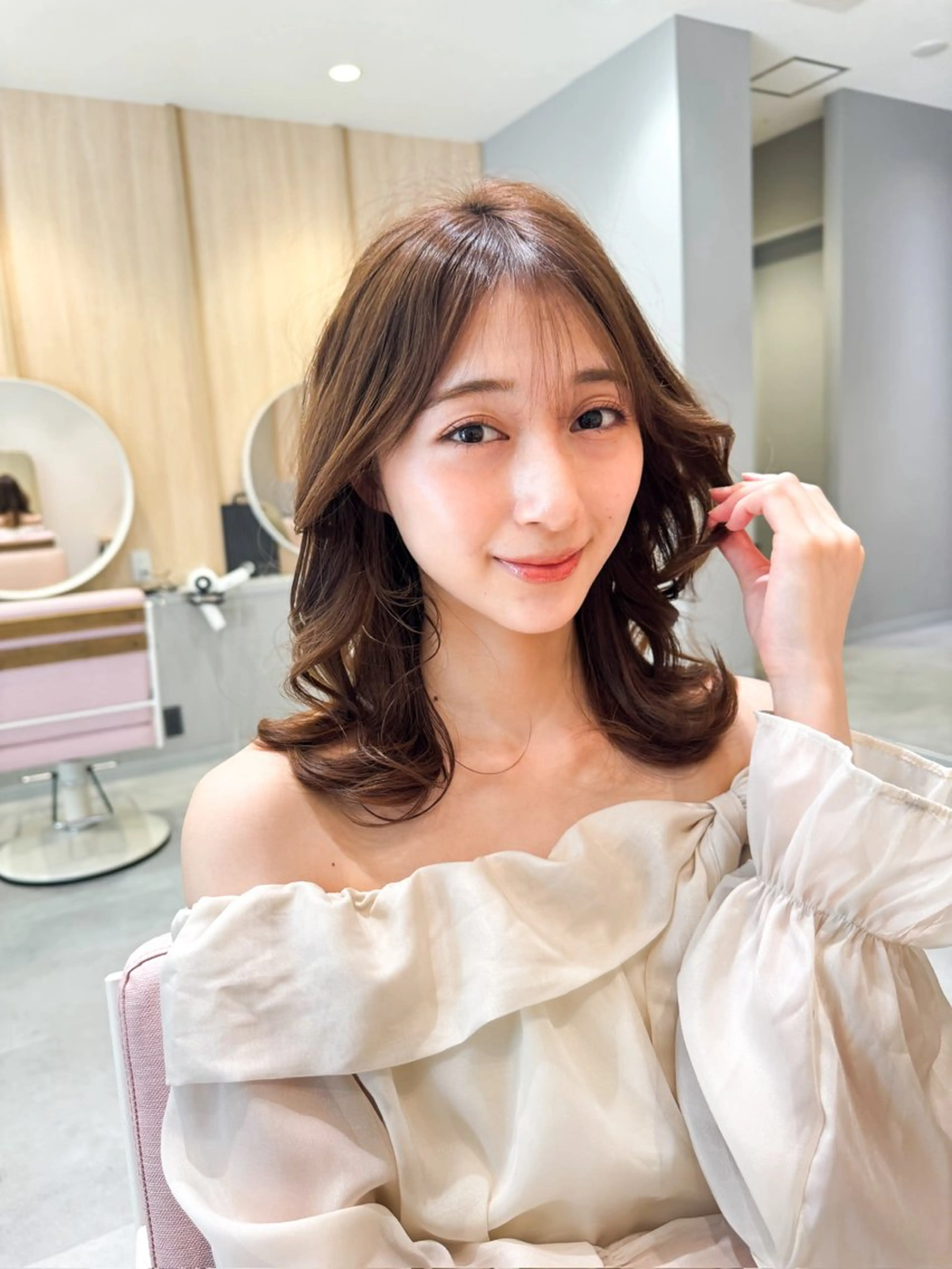 ミディアム カラー カット パーマ トリートメント ✂️似合わせの魔術師 石田一樹✂️のヘアスタイル