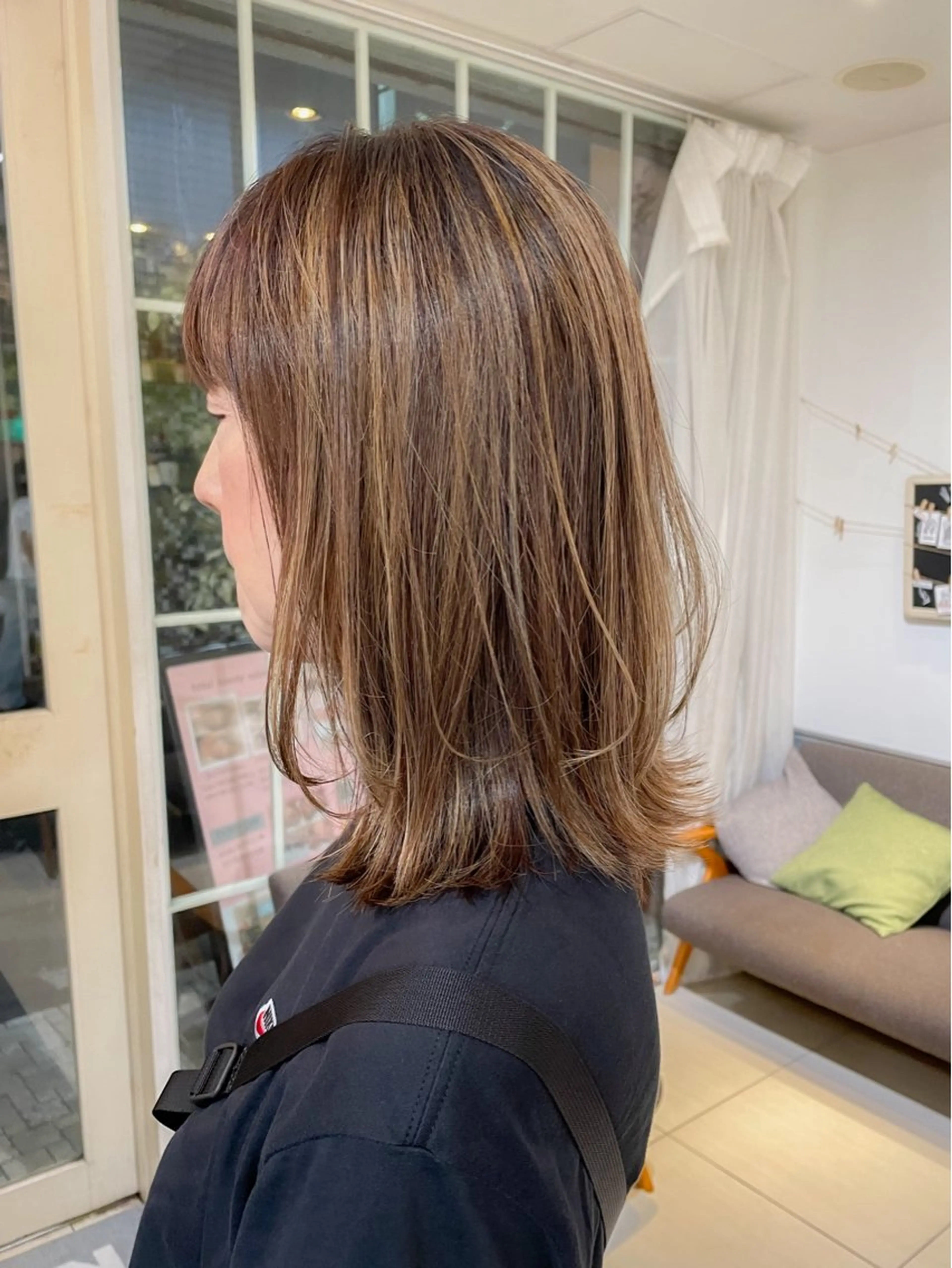 ミディアム カラー ハイライトカラー ハイライト カット ヘアカラー トリートメント ボブ ブリーチ/miinaのヘアスタイル