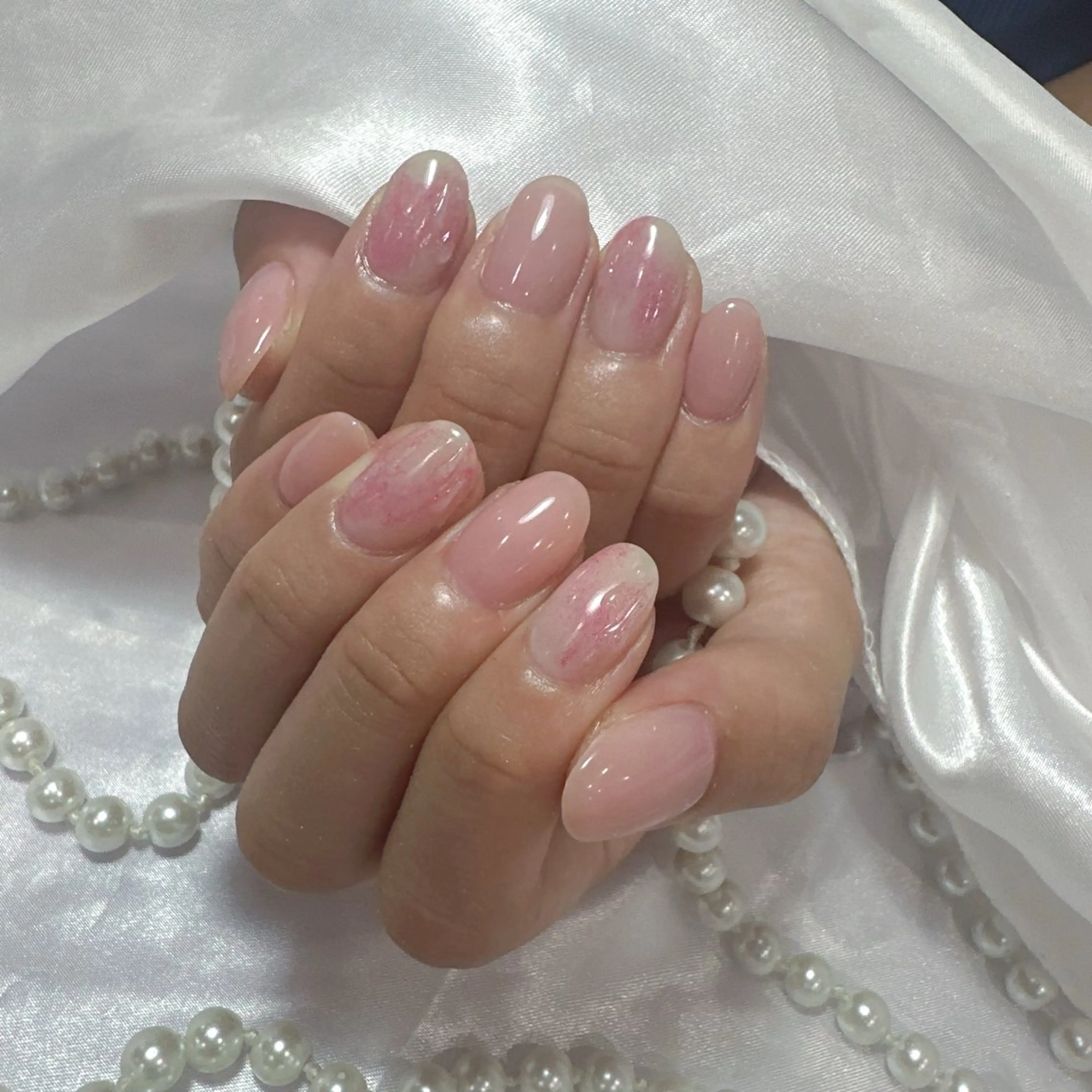 ネイル アートネイル フラッシュネイル フレンチネイル ジェルネイル ガラスフレンチ ハンドネイル You&Me Miyuのネイルデザイン