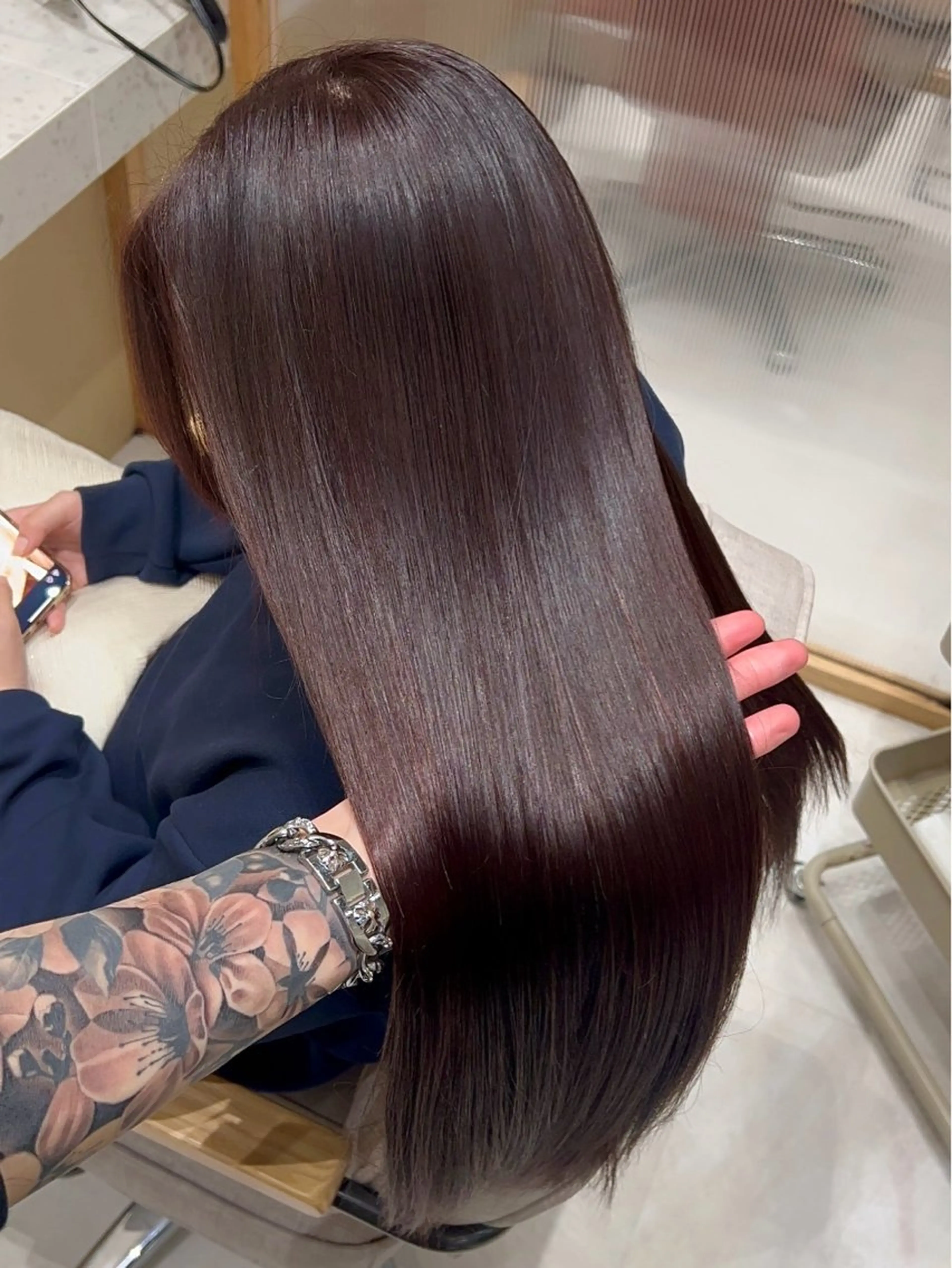 ロング ケアカラー ピンクブラウン ピンクラベンダー 髪質改善 トリートメント カット ヘアカラー トリートメント 💎髪質改善/艶髪 💎mizuki💎のヘアスタイル