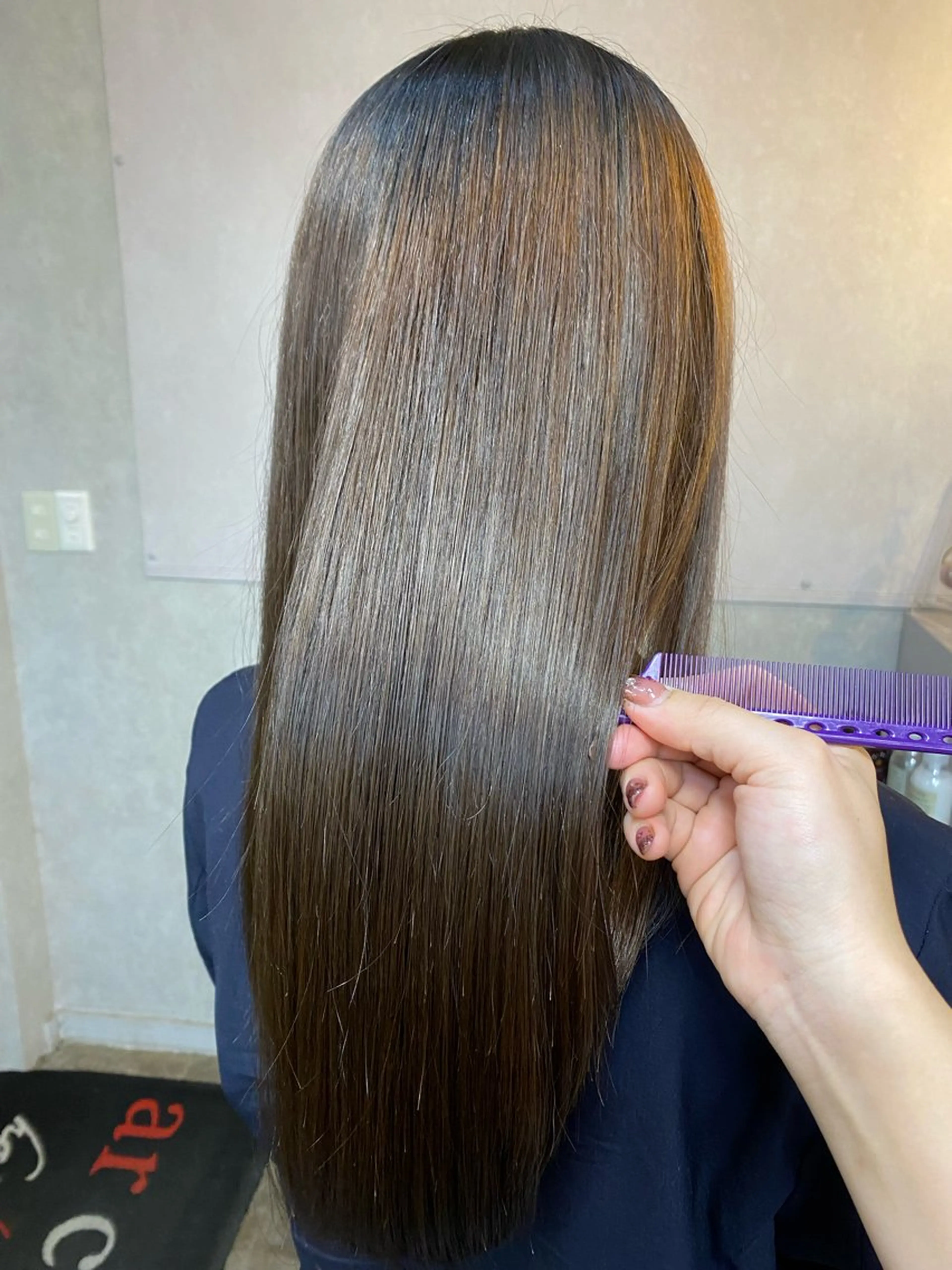 セミロング 縮毛矯正 トリートメント 縮毛矯正 トリートメント ar clip表参道所属・💜髪質改善/ 艶カラー/ミナ🩷のヘアスタイル