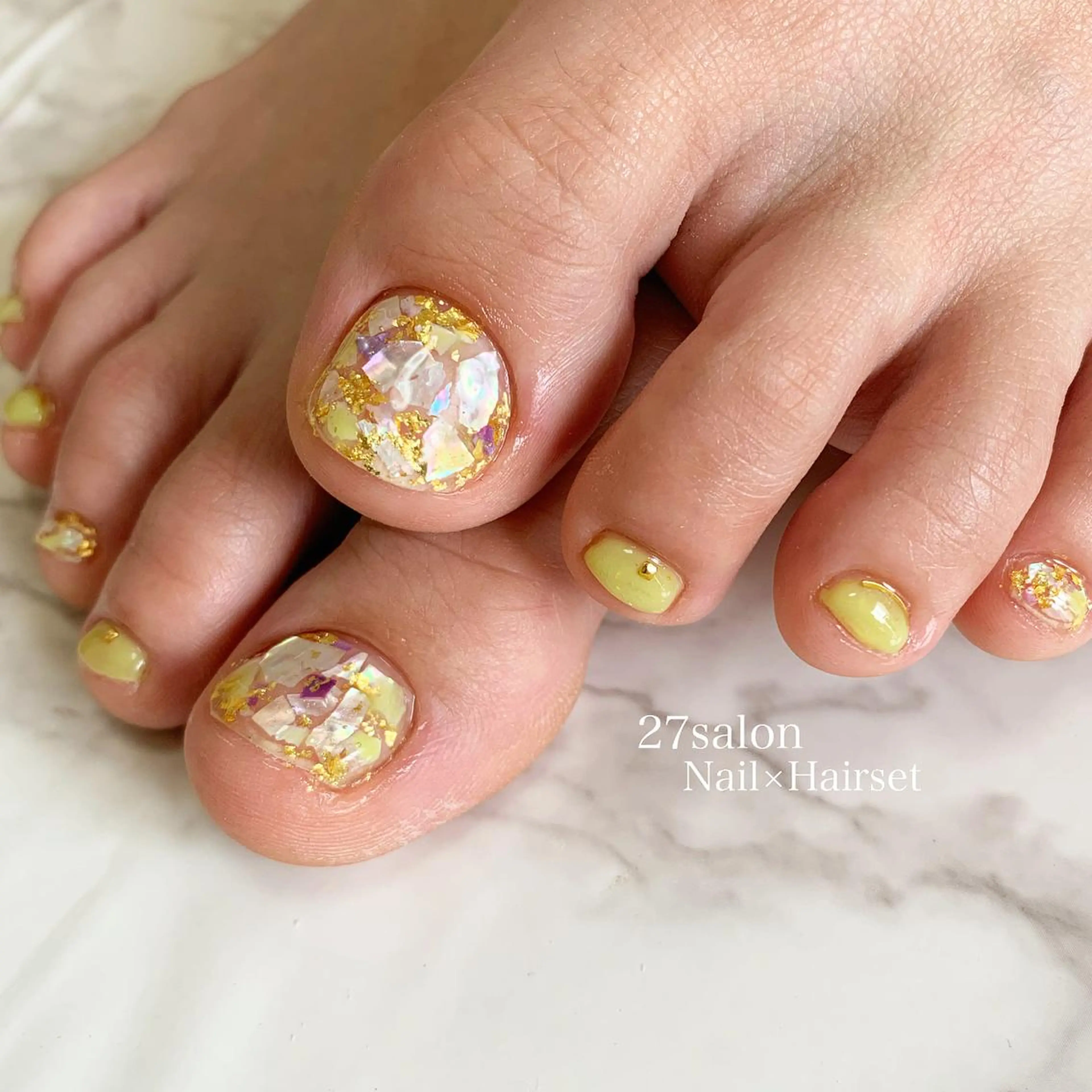 ネイル フットネイル ピスタチオネイル フットネイル 27salon yuinaのネイルデザイン