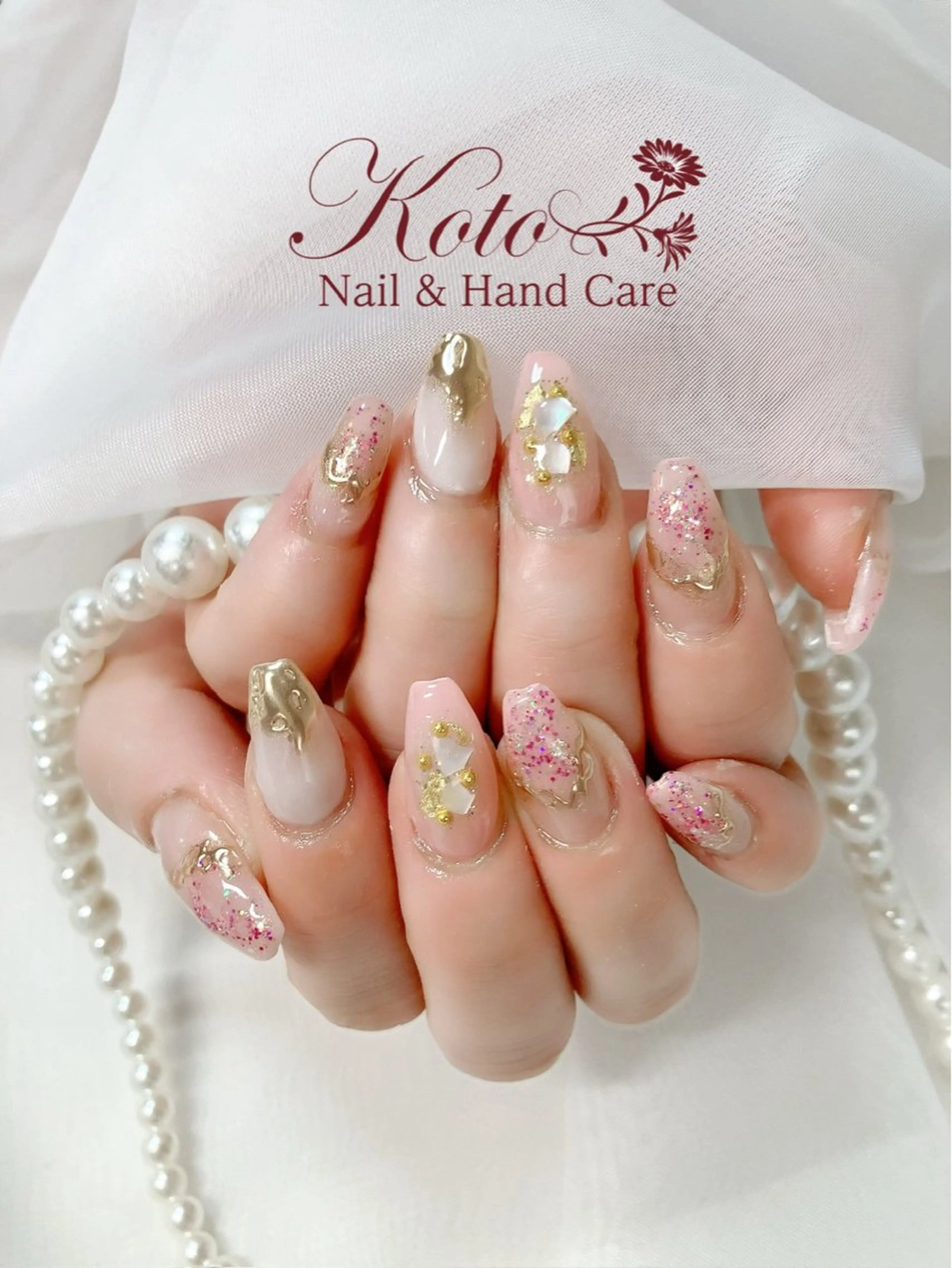 ネイル 長さ出し ジェルネイル 持ち込み ニュアンスネイル 赤色 ハンドネイル Nail Salon KOTOのネイルデザイン