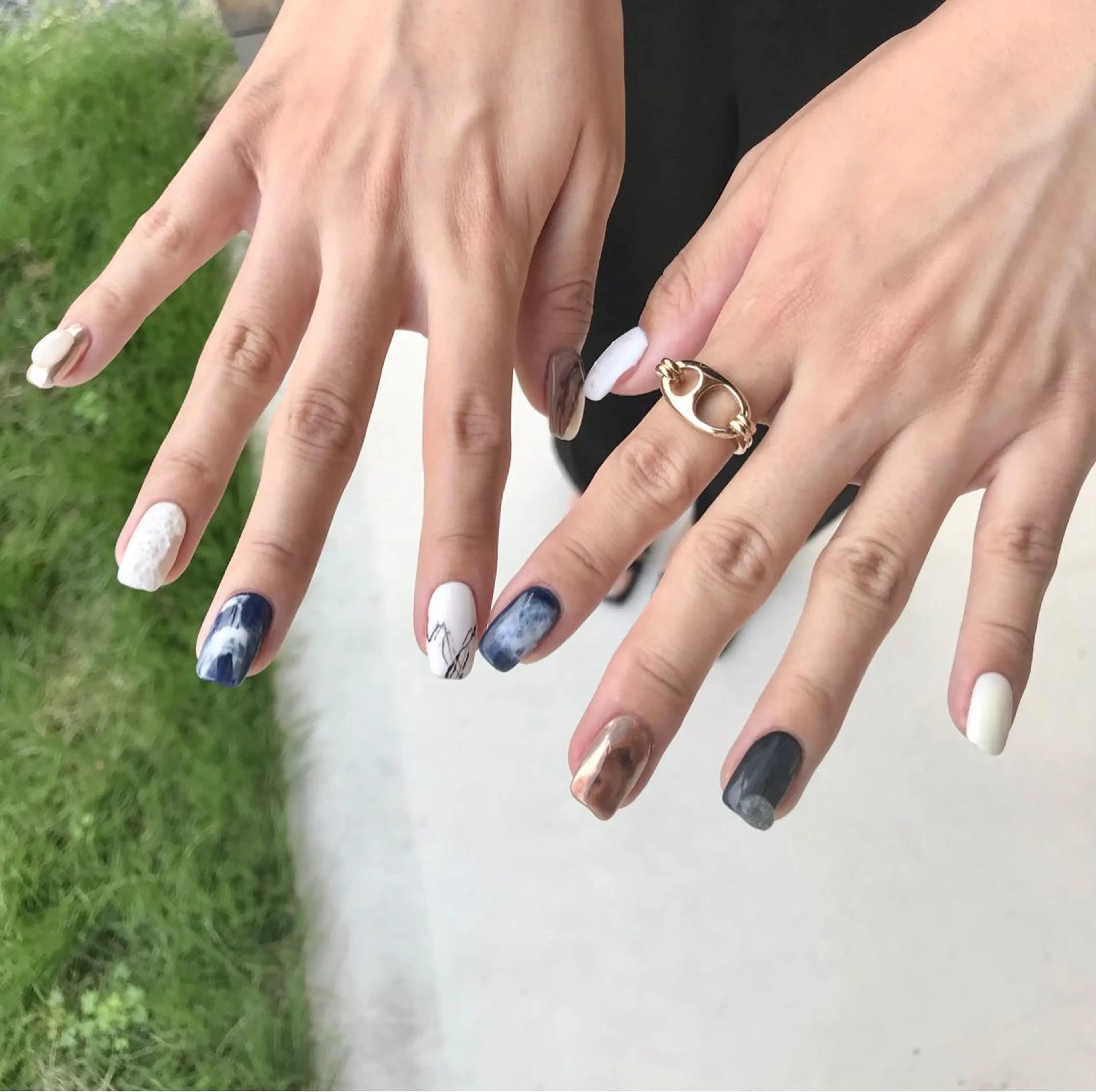 ネイル 長さ出し ミラーネイル 持ち込み ニュアンスネイル ハンドネイル Baden Nail ﾊﾞ-ﾃﾞﾝ ﾈｲﾙのネイルデザイン