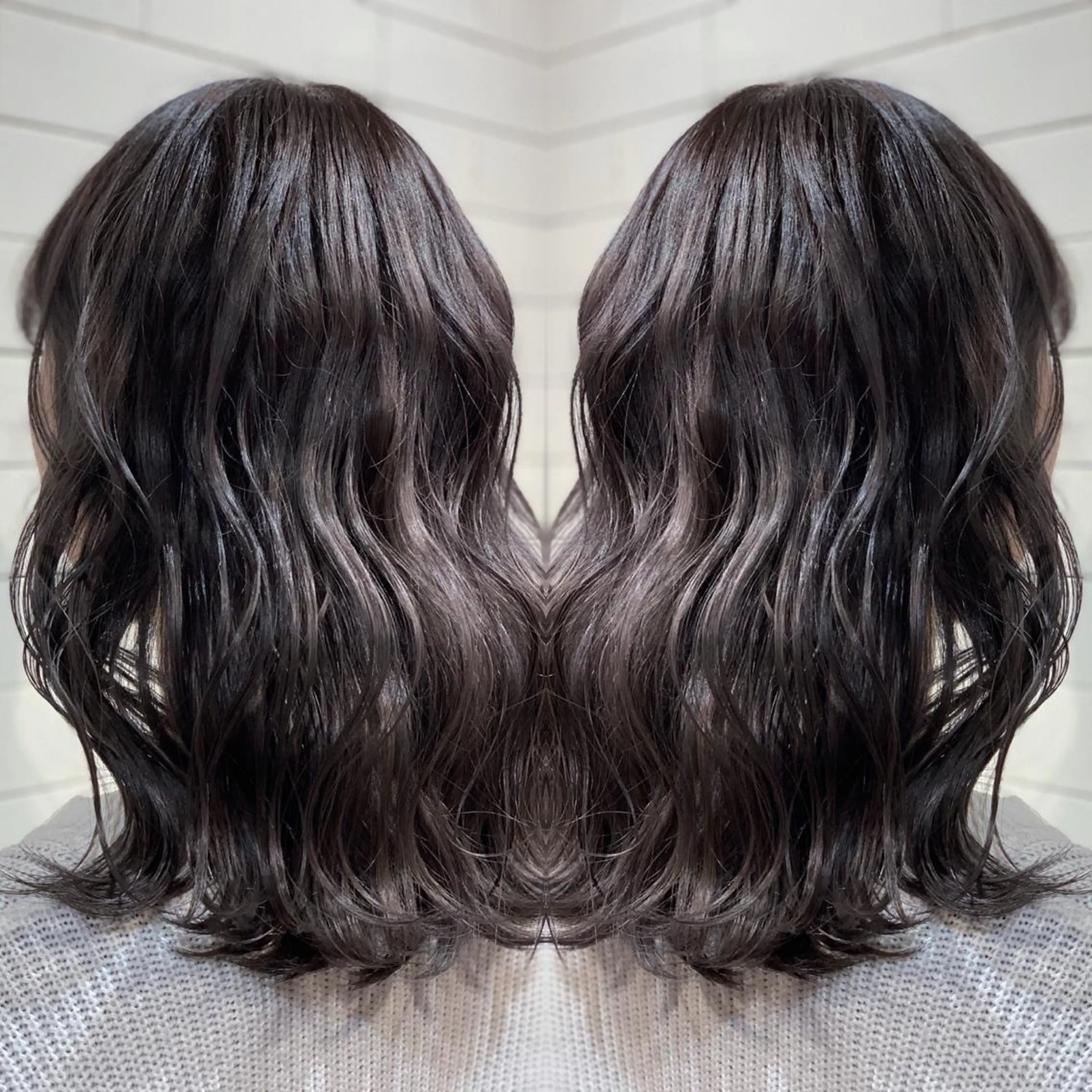 セミロング カラー ヘアアレンジ 髪質改善×ハイトーン 中田啄也のヘアスタイル