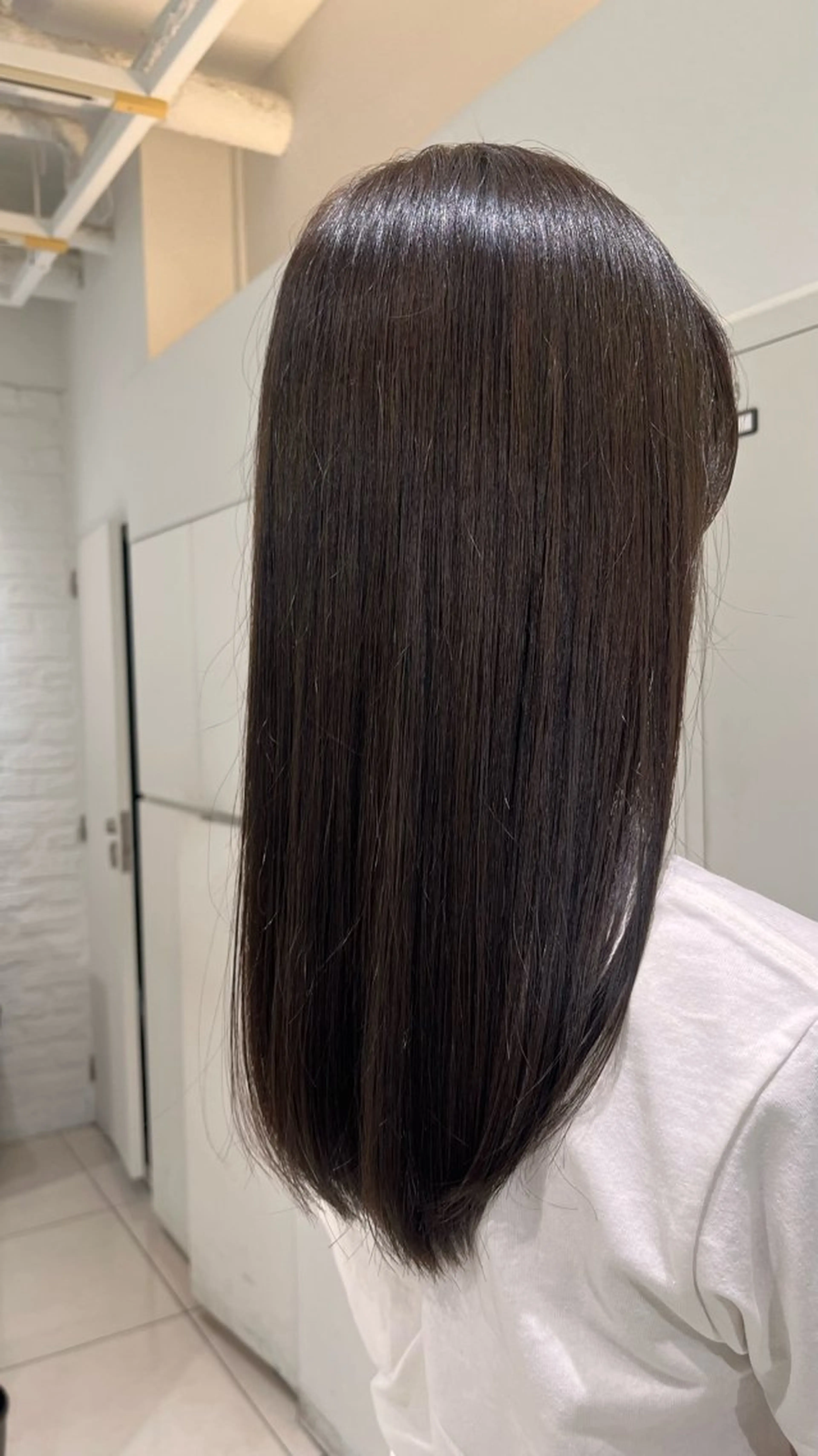 ロング カラー アッシュ アッシュグレー ブラウンカラー カット ヘアカラー トリートメント 【センターパート/ マッシュ】ryokaのヘアスタイル