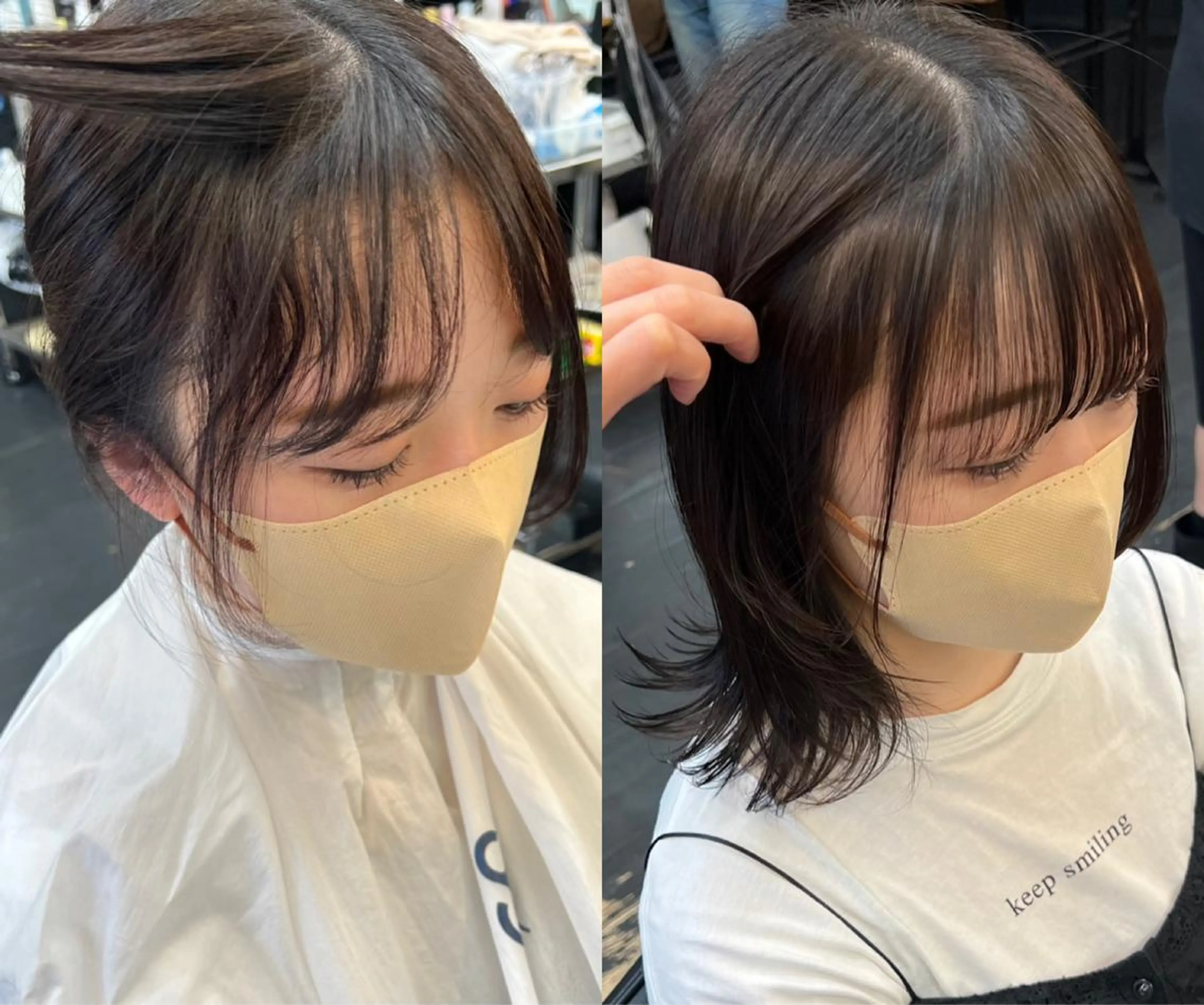 ミディアム パーマ 酸性ストレート ストレートパーマ 大久保 佳那のヘアスタイル