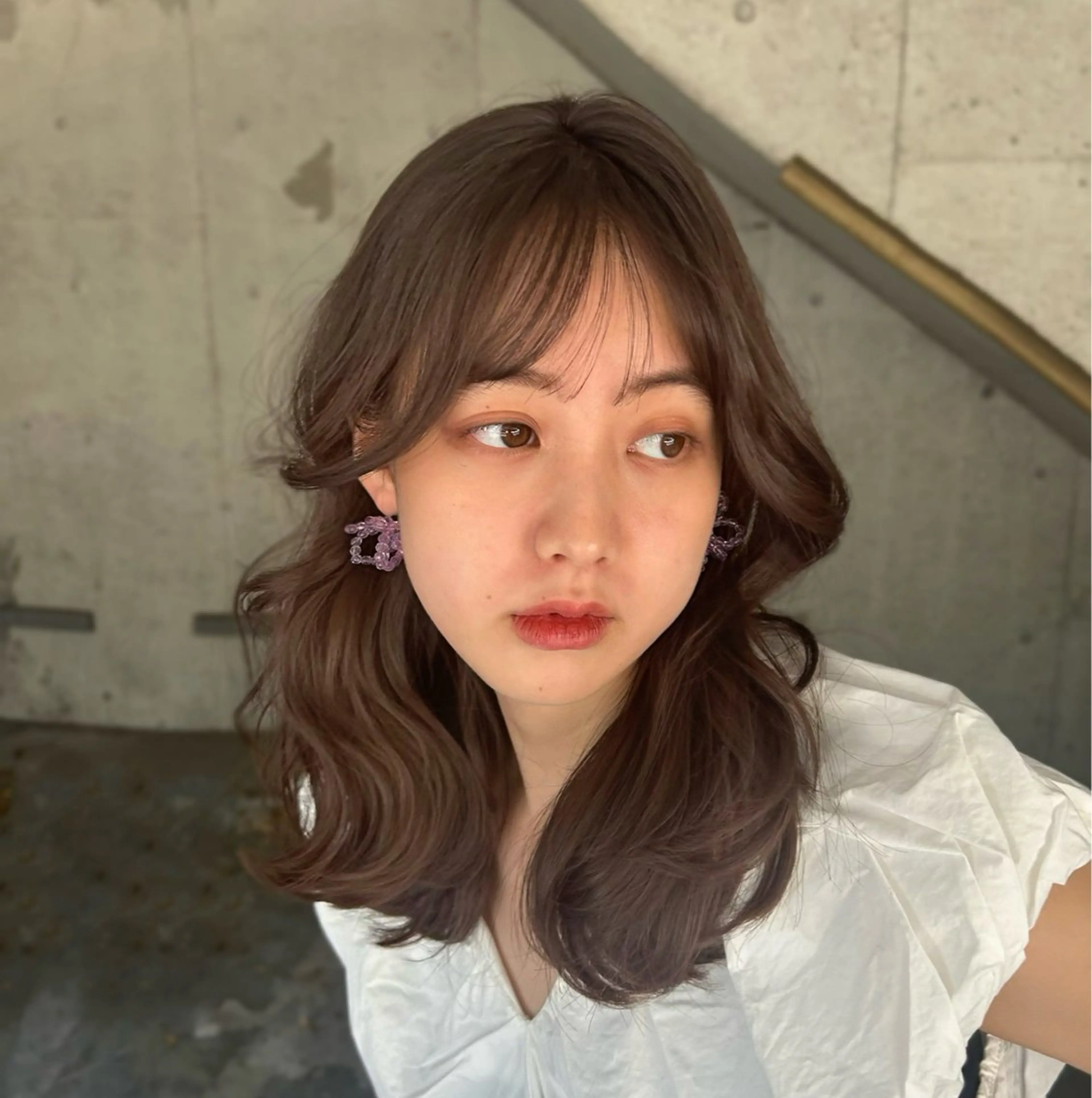 ミディアム カット ヘアカラー 縮毛矯正 トリートメント 顔周り/レイヤー/ 透明感/あやか💕のヘアスタイル