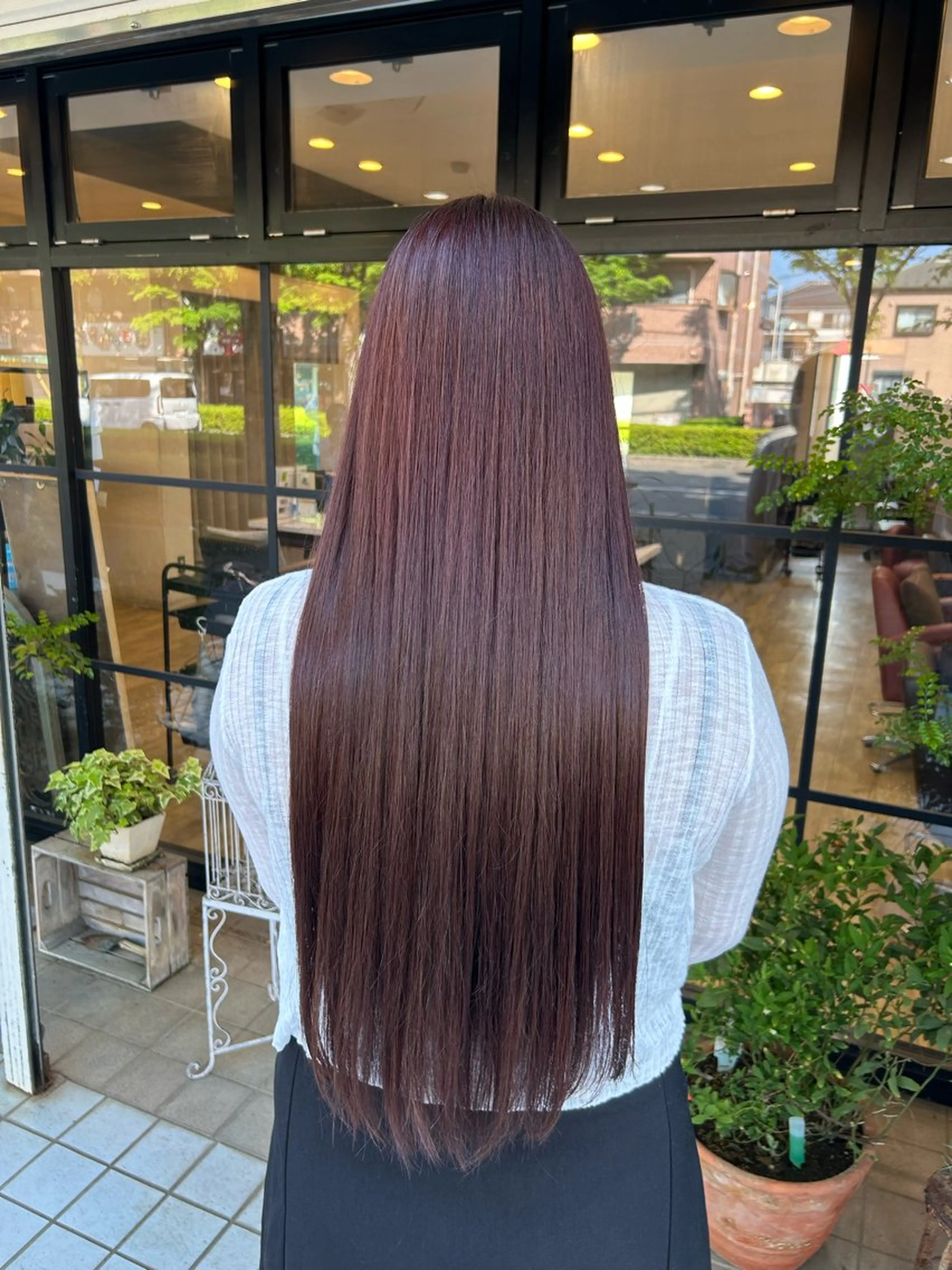 ロング カラー カシス レッドカラー ꙳⸝⸝𐙚 すずき ゆな  𐙚⸝⸝꙳のヘアスタイル