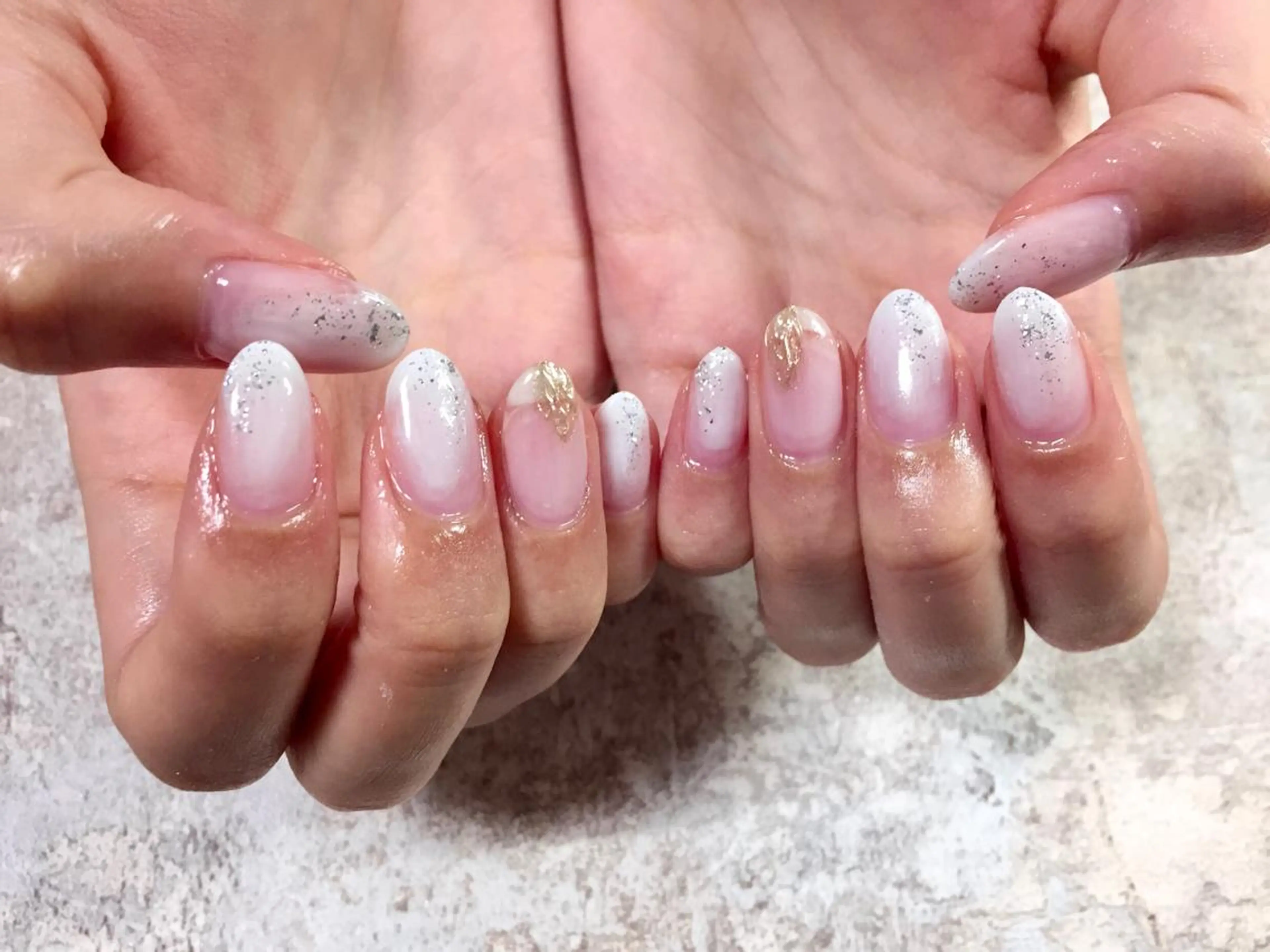 ネイル ミラーネイル オフィスネイル シンプルネイル 夏ネイル kiki nail 二子玉川のネイルデザイン