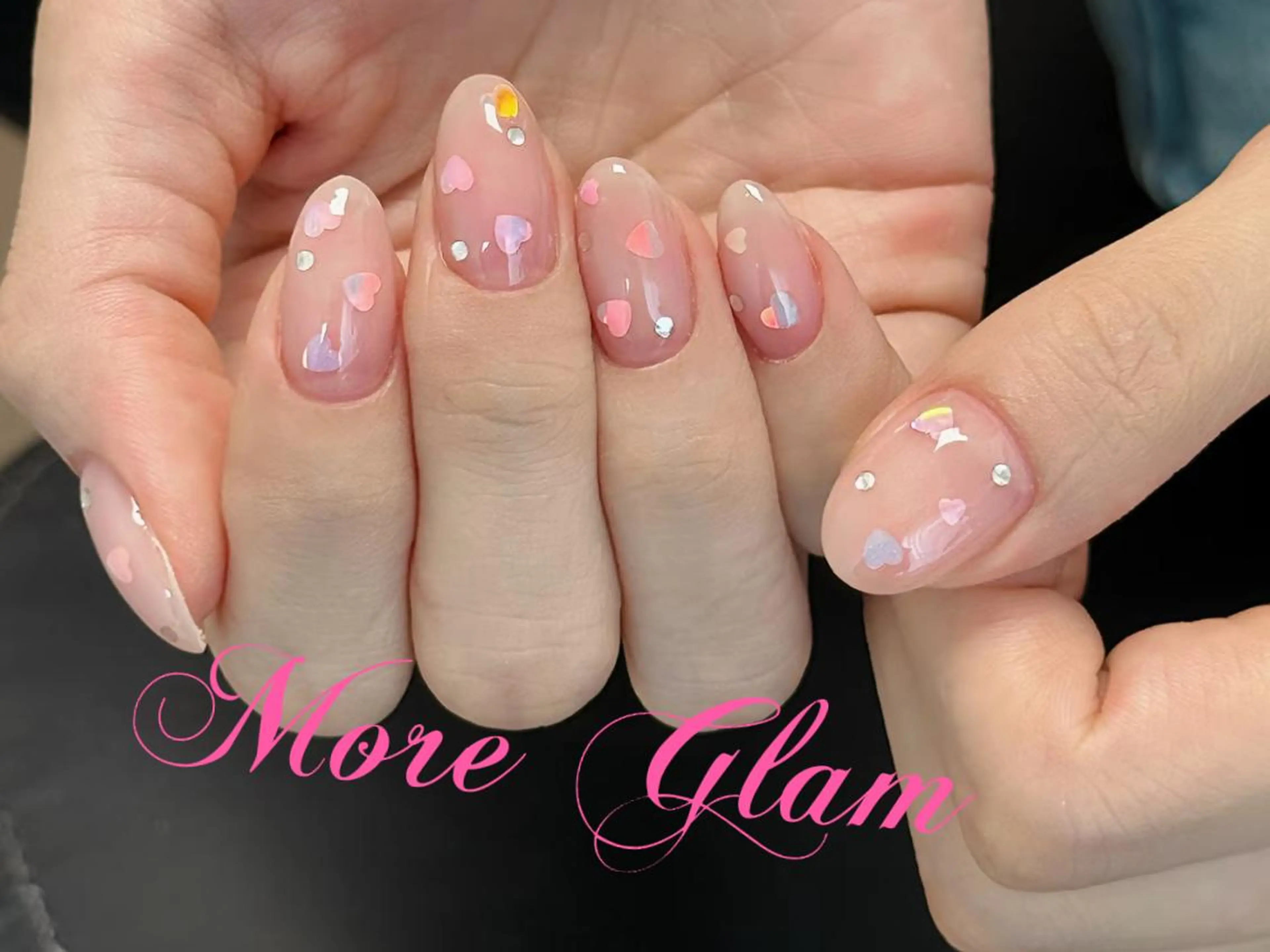 ネイル 長さ出し フットネイル フレンチネイル ジェルネイル ガラスフレンチ MoreGlam Nailsのネイルデザイン