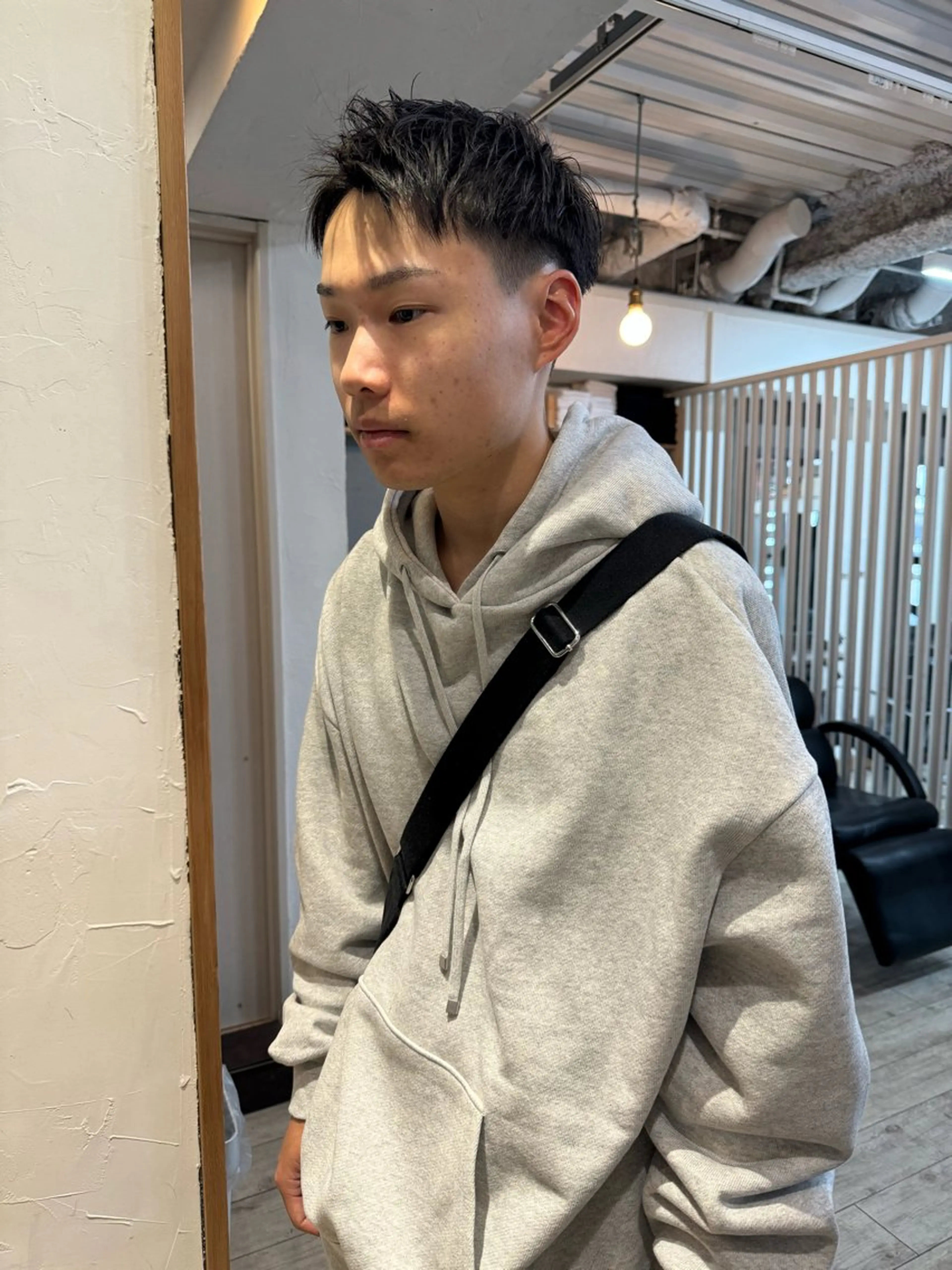 カラー パーマ メンズ アップバング センターパート マッシュ メンズパーマ スパイキーショート カット ヘアセット 【池袋/スパイキー ショート】ⓝⓘⓜⓤのヘアスタイル