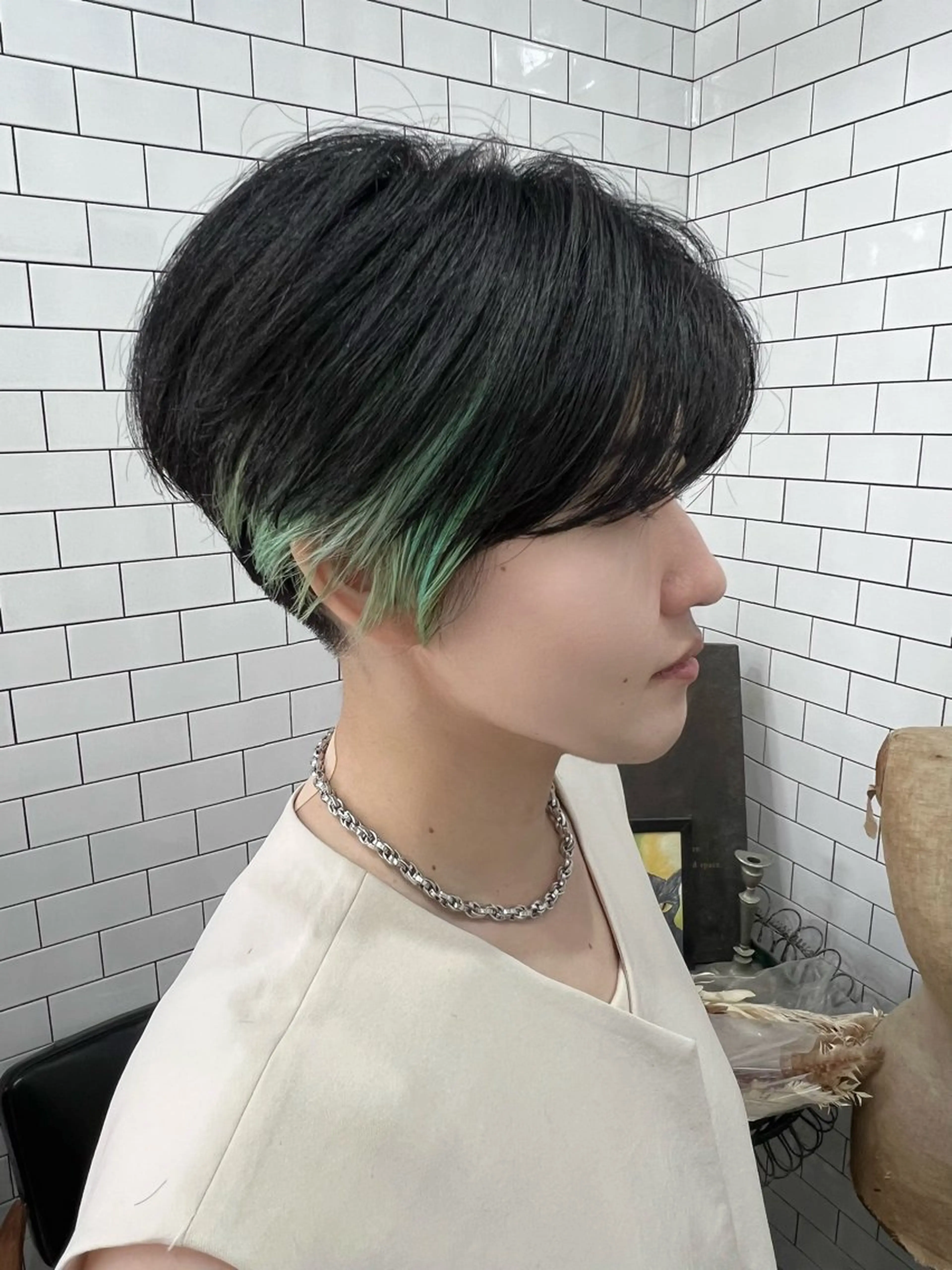 ショート カット ヘアカラー トリートメント 紙屋町ショート /ボブ　パーマ河内蓮のヘアスタイル