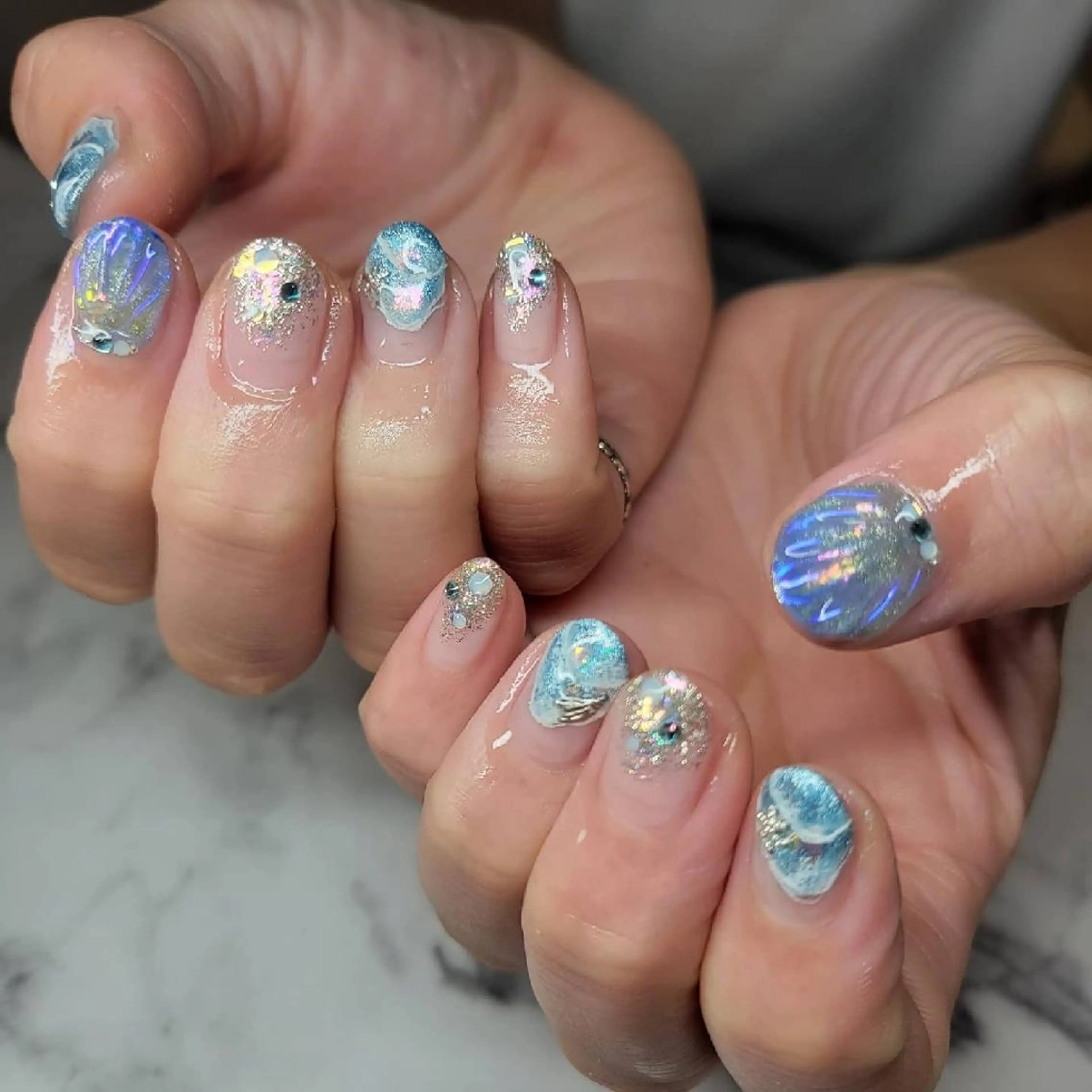 ネイル ブルー ハンドネイル Nail salon Coco所属・Nail salon Coco【溝の口駅】のネイルデザイン