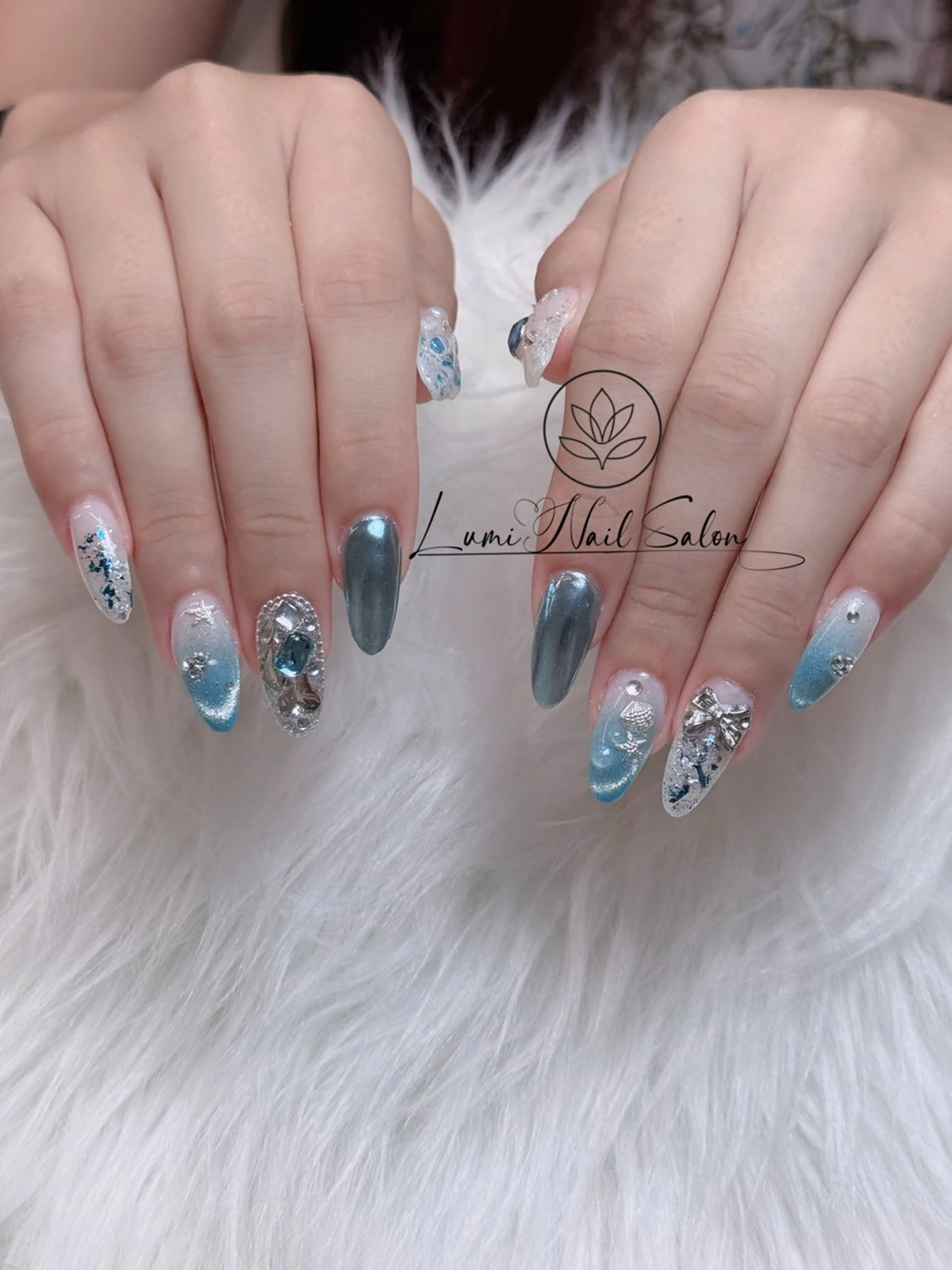 ネイル オーロラネイル チークネイル フットネイル フレンチネイル 韓国ネイル ハンドネイル Lumi Nail 新大久保3‘のネイルデザイン