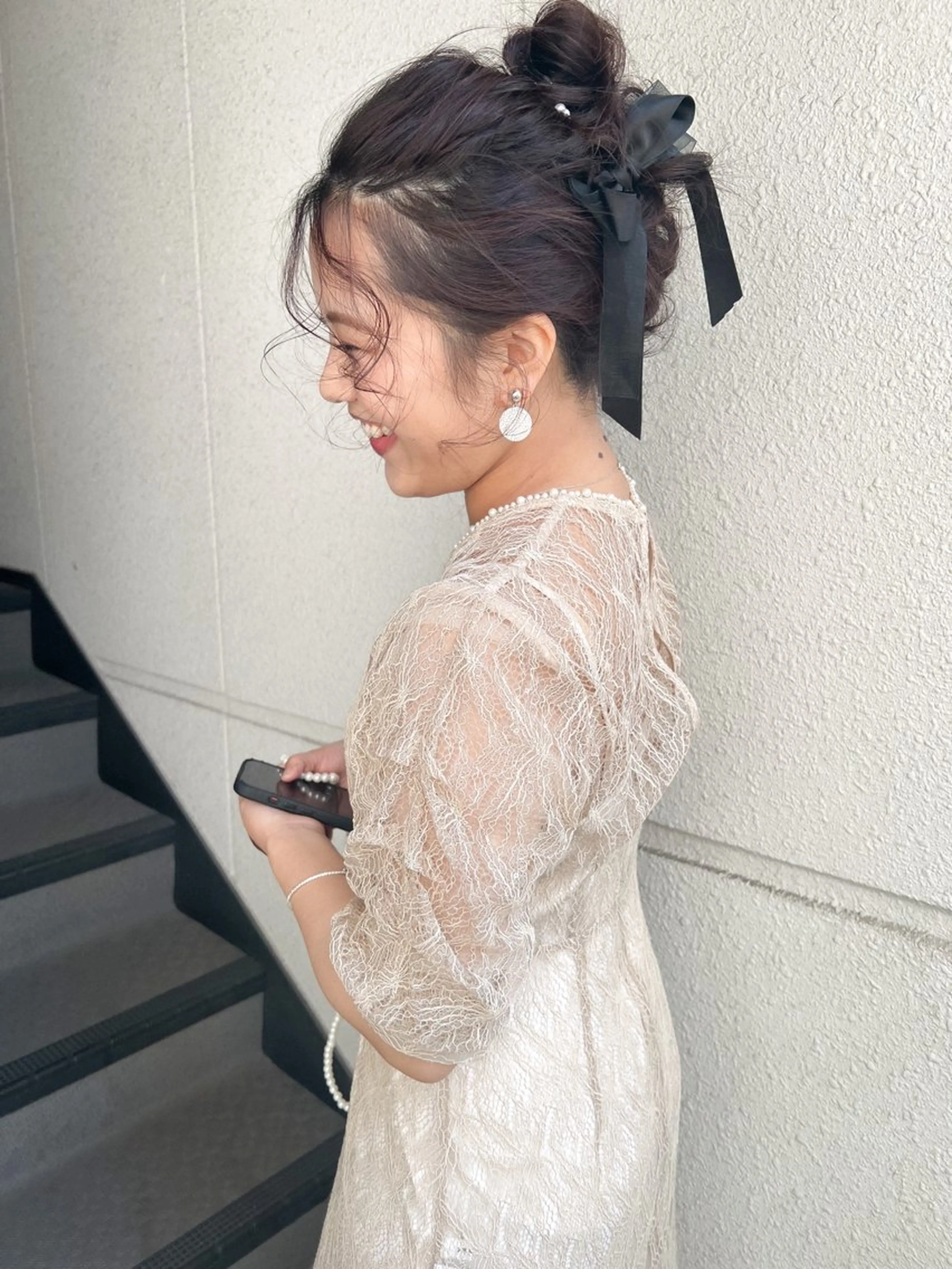 ロング ヘアアレンジ 結婚式・ブライダル ヘアセット カラーパティシエ facce🌼ikoのヘアスタイル