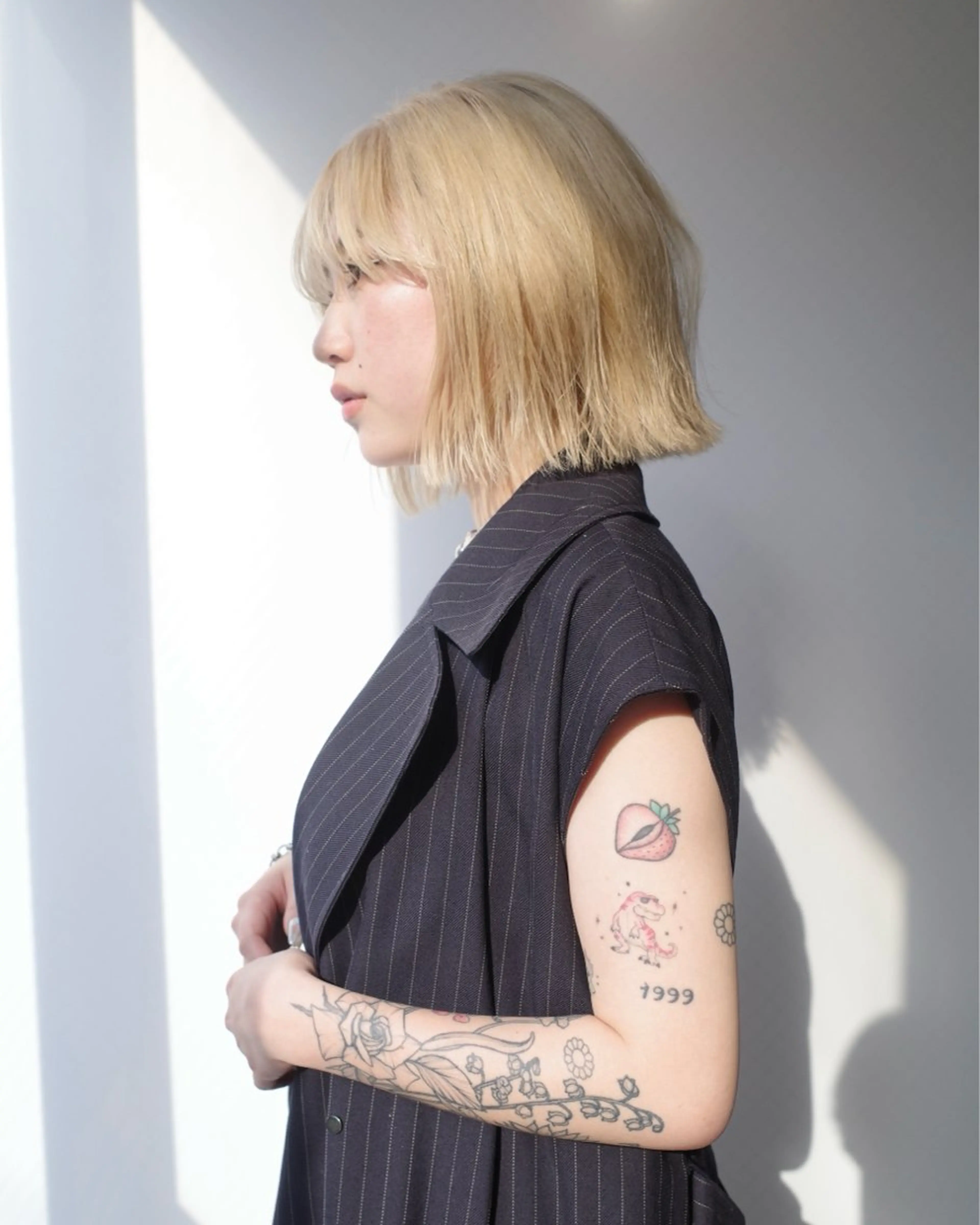 ミディアム ヘアカラー Piaコータロー ハイトーン&‪ボブのヘアスタイル