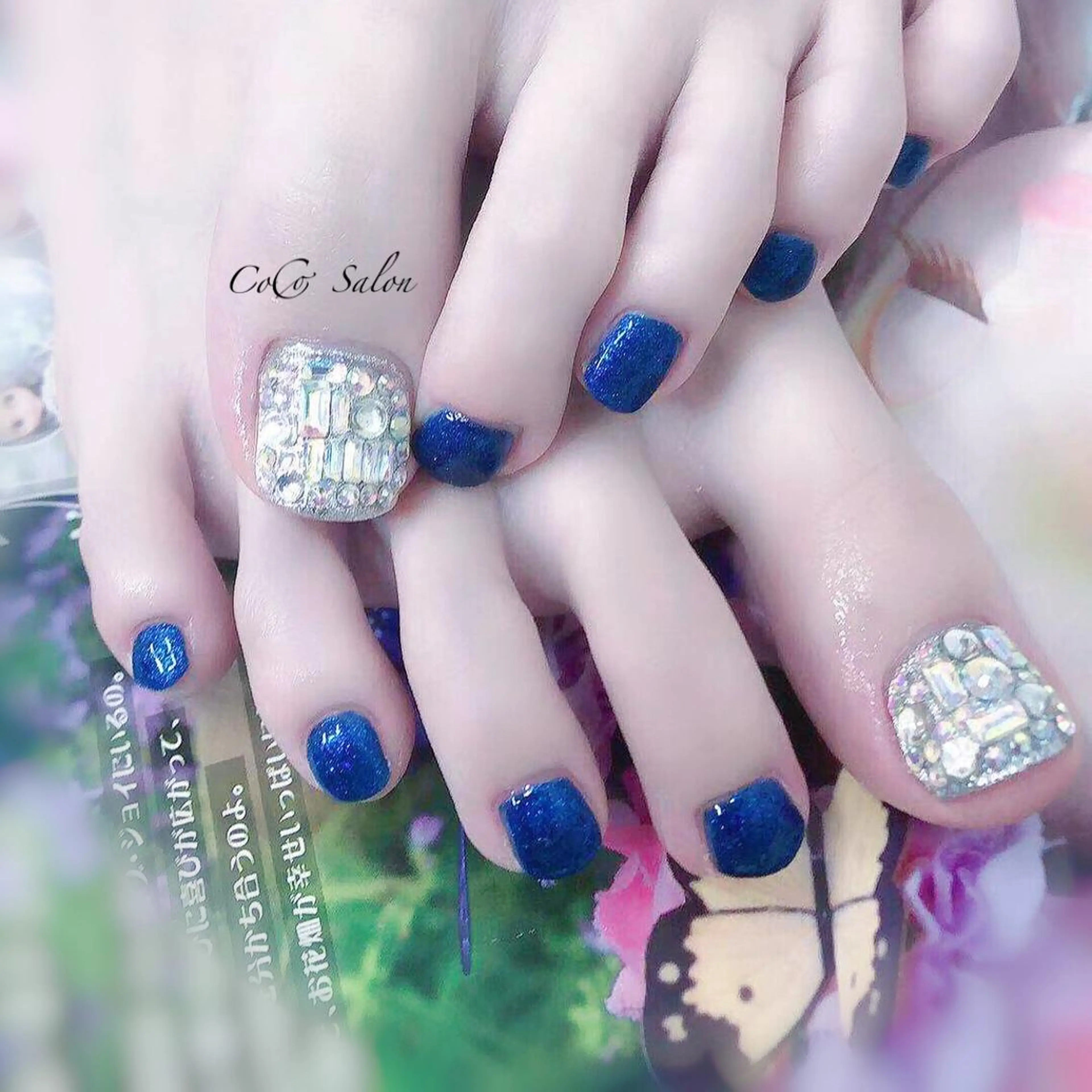 ネイル 長さ出し フットネイル ジェルネイル キラキラネイル ラメ(グリッター) CoCoSalon ネイル/まつ毛予約のネイルデザイン