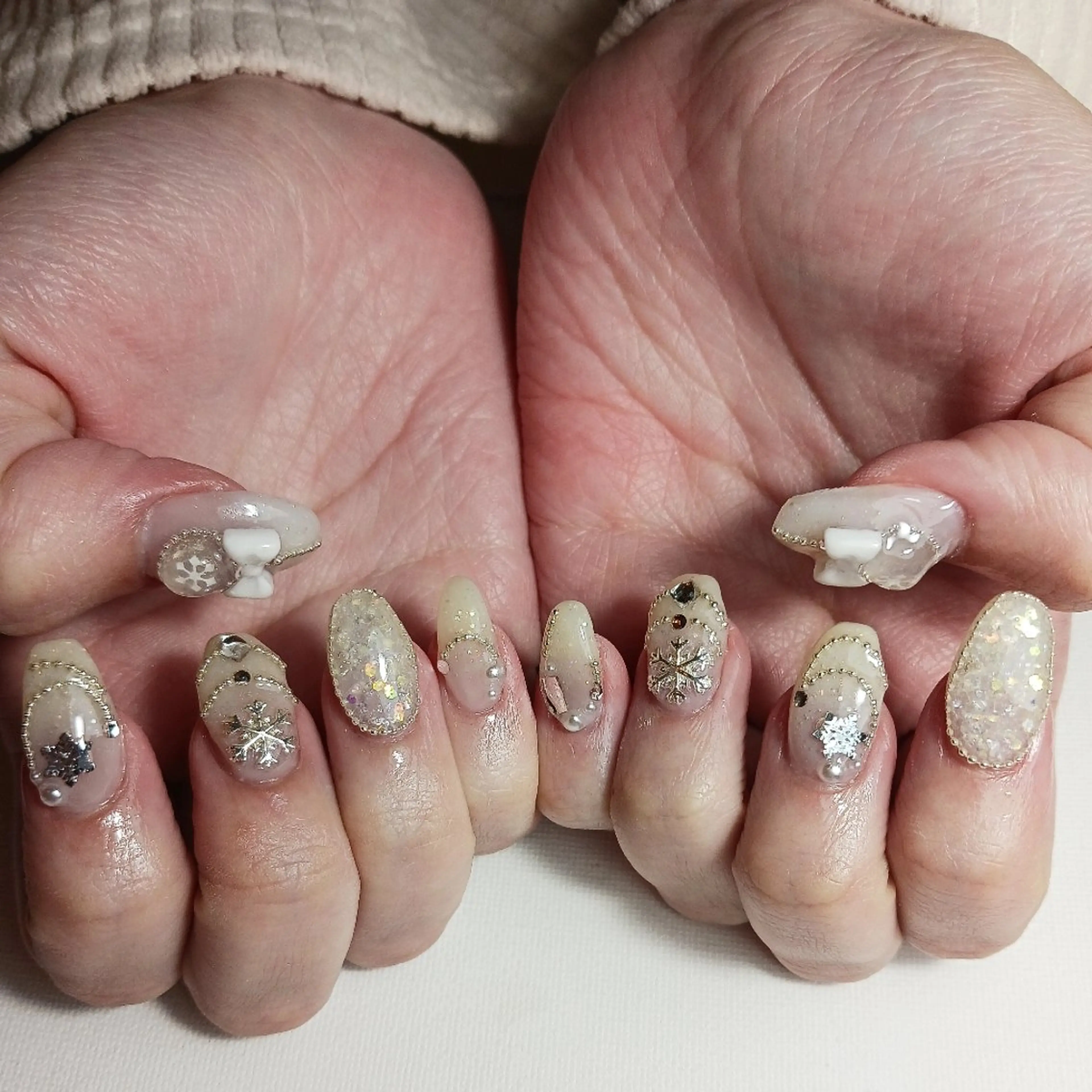 ネイル ジェルネイル 持ち込み 冬ネイル クリスマス ハンドネイル owlnail /持込みデザイン専門のネイルデザイン