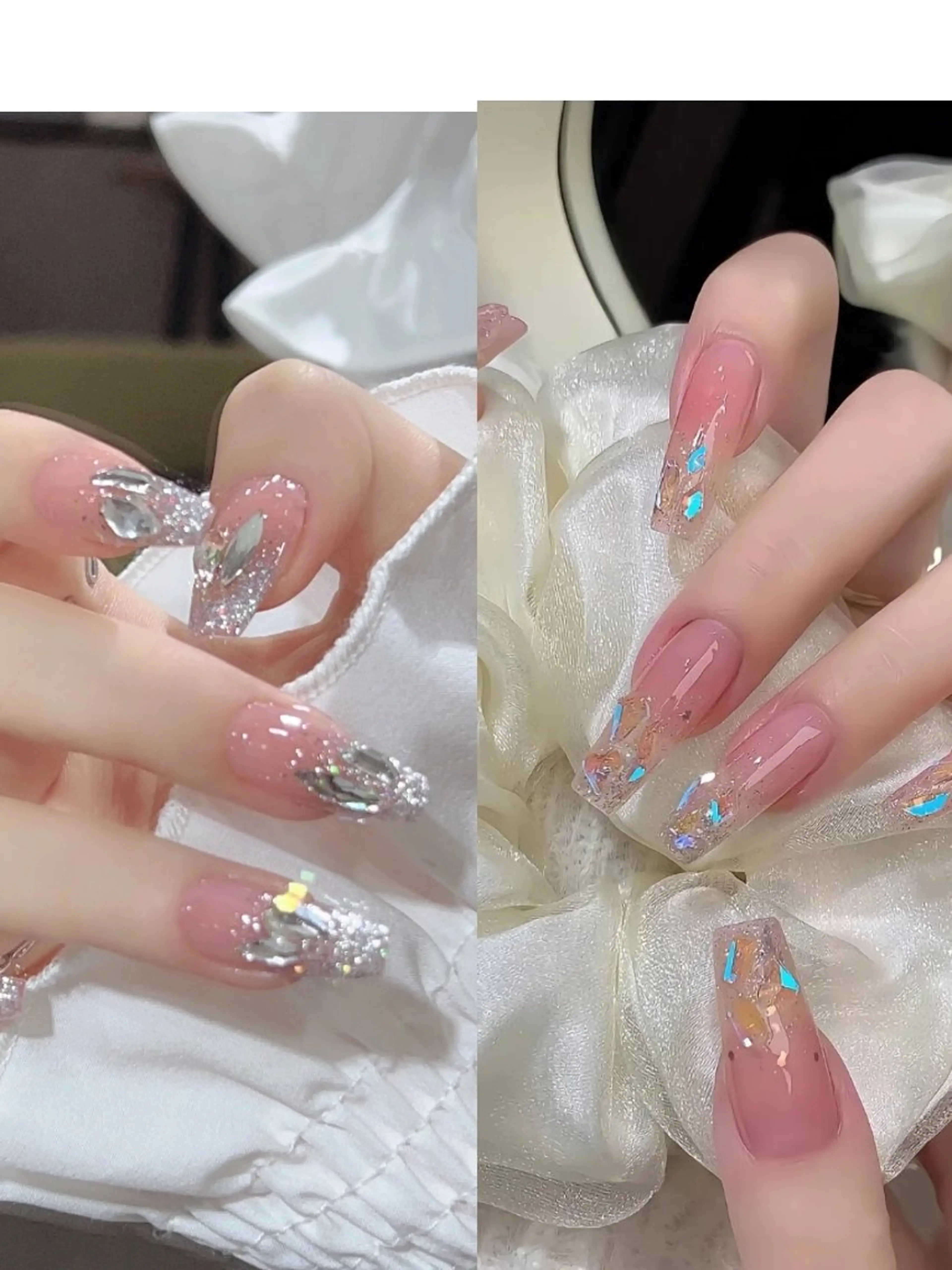 ネイル キラキラネイル ワンホンネイル ハンドネイル ネイリストゆか💅 長さだし、深爪矯正のネイルデザイン