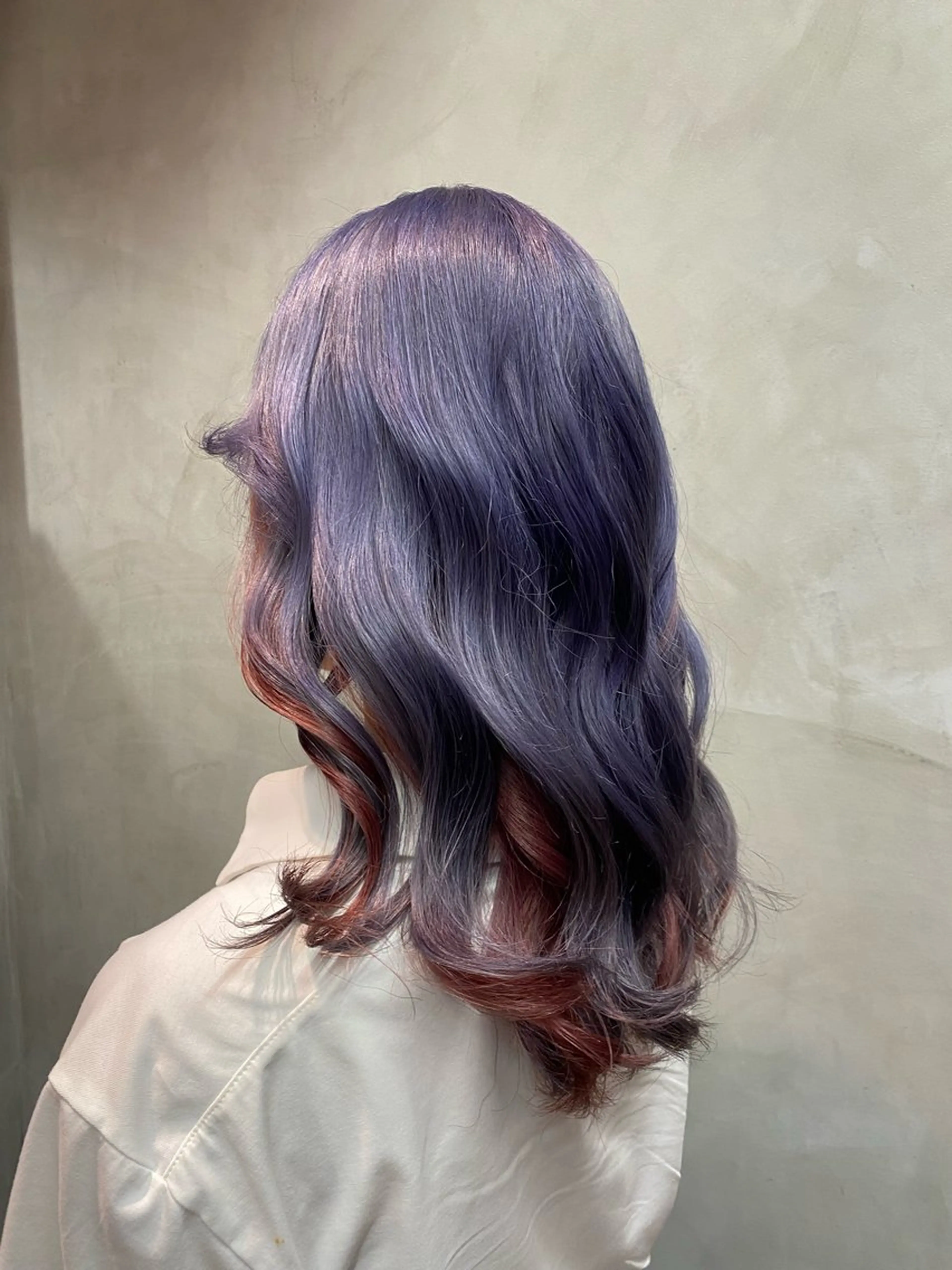 ミディアム カラー ブリーチ ピンクカラー パープルカラー カット ヘアカラー トリートメント hina💟 透明感カラーのヘアスタイル