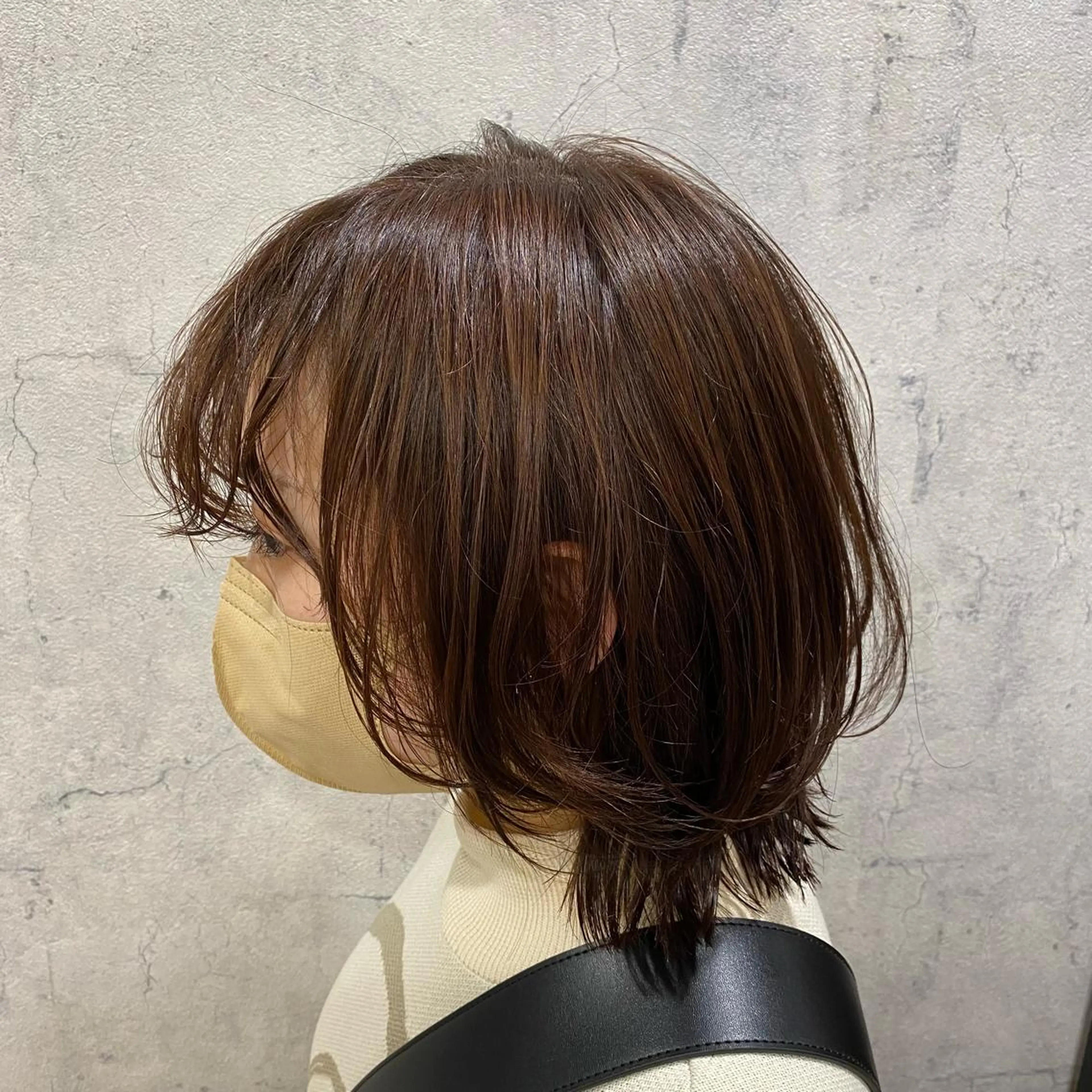 ミディアム カラー ブラウンカラー ピンクカラー くびれヘア レイヤーカット ヘアカラー トリートメント ✂韓国レイヤー 🦋みやび🪽のヘアスタイル