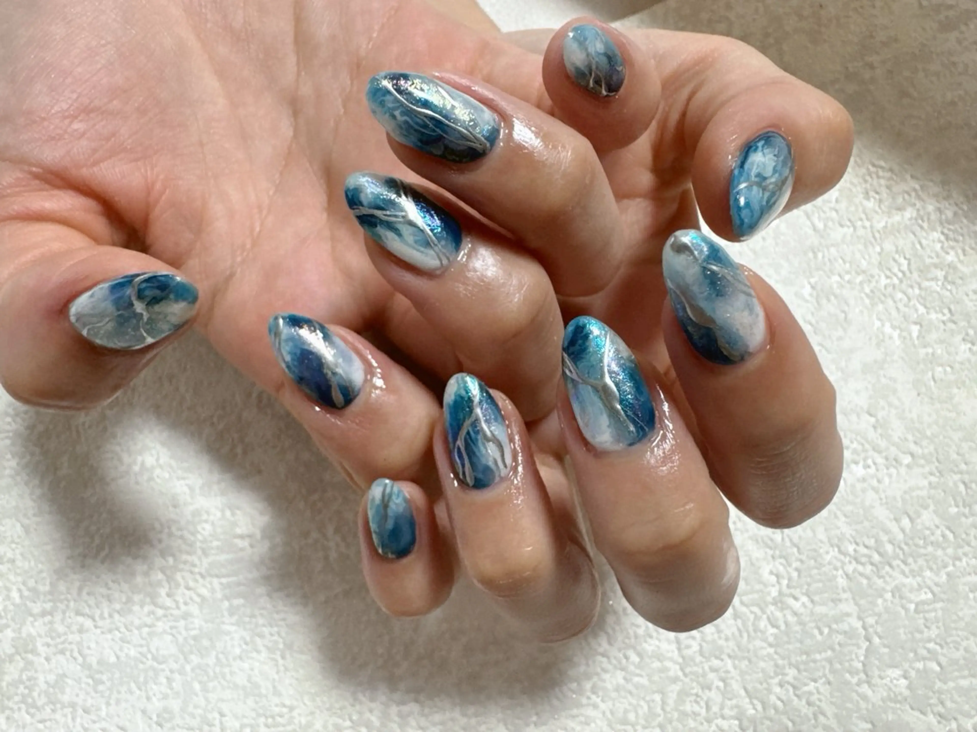 ネイル ジェルネイル 大理石ネイル(マーブル) メンズネイル ニュアンスネイル パラジェル kiki nail たまプラーザのネイルデザイン