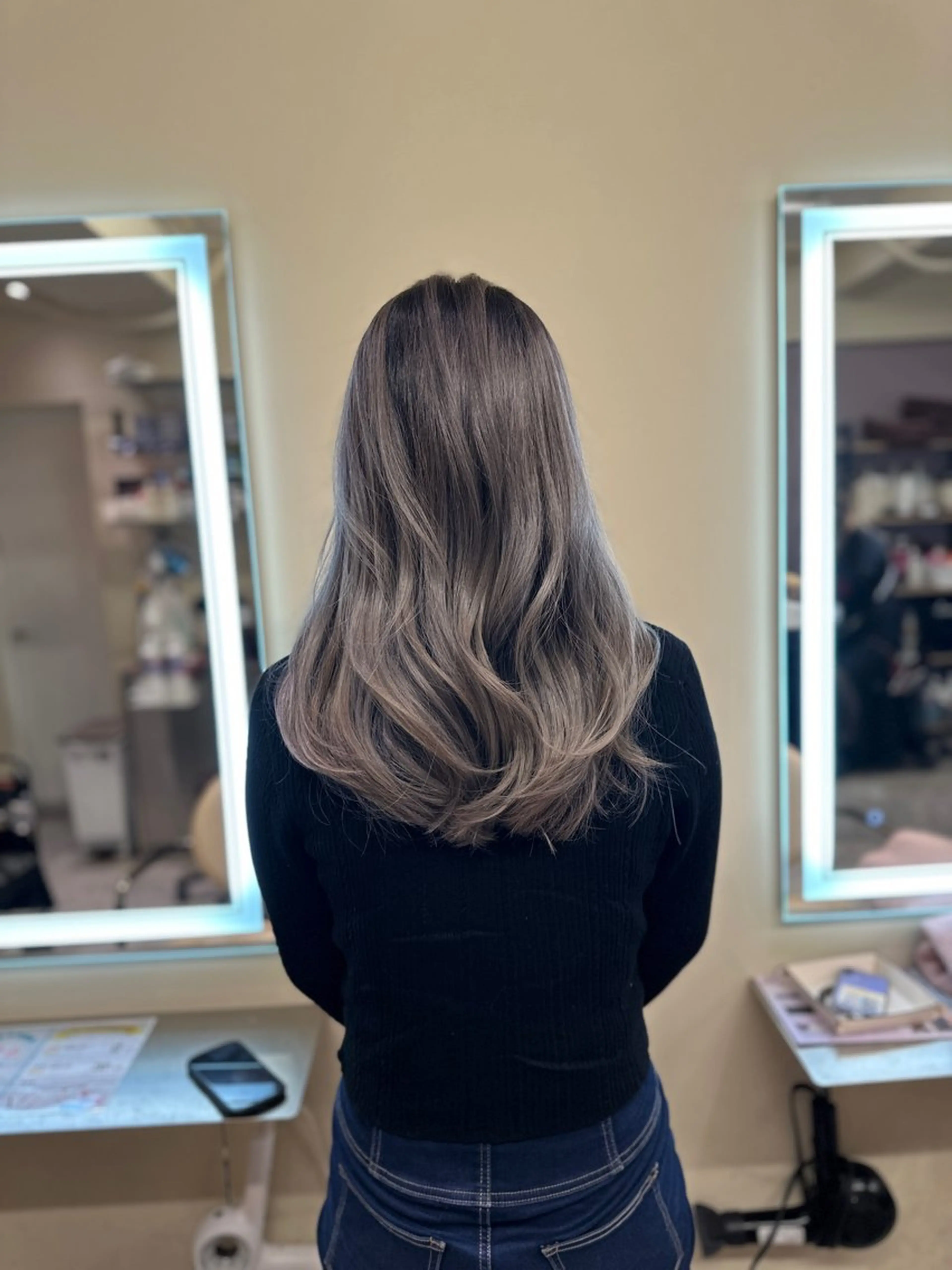 ロング カラー アディクシーカラー バレイヤージュ ブリーチ デザインカラー ダブルカラー ヘアカラー トリートメント opus 店長大和 レイヤー/赤み消しのヘアスタイル