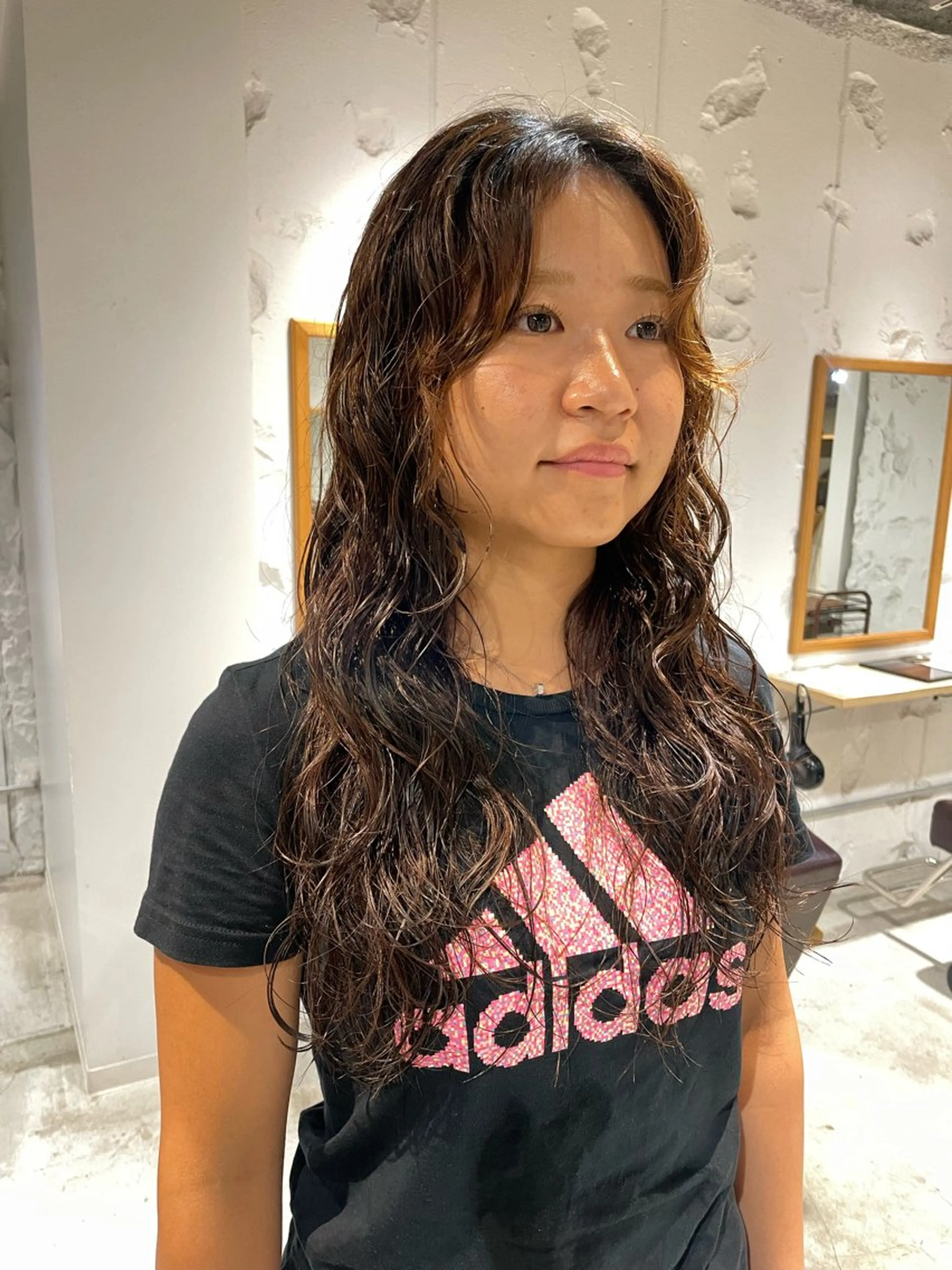 セミロング パーマ セミロングパーマ 似合わせカット レイヤー×初 パーマ|hinakoのヘアスタイル