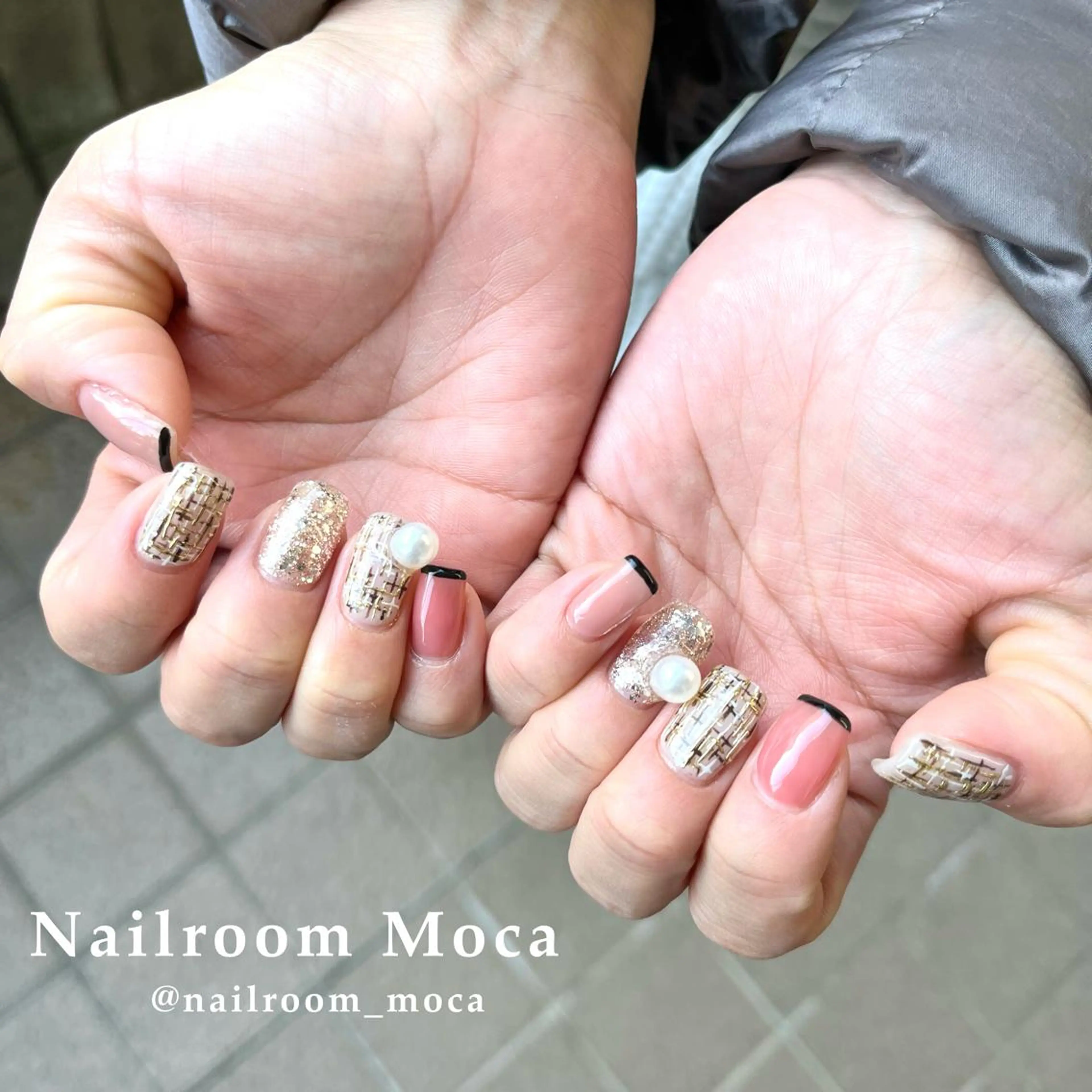 ネイル おそろいネイル ハンドネイル Nailroom Mocaのネイルデザイン