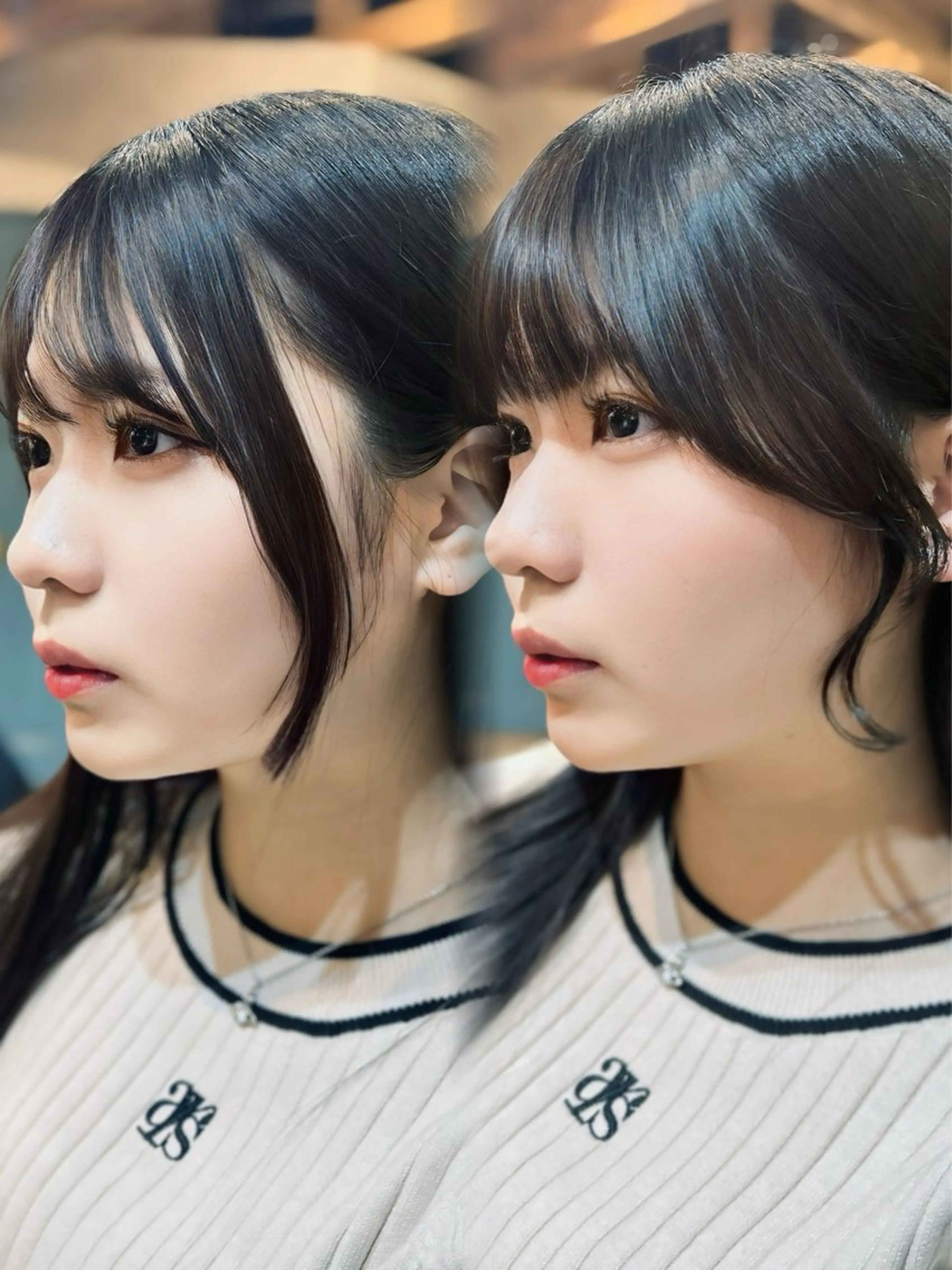 セミロング カラー ヘアアレンジ ベージュカラー 透明感カラー グレージュ イルミナカラー ボブ 顔周りカット× 髪質改善【リョウ】のヘアスタイル