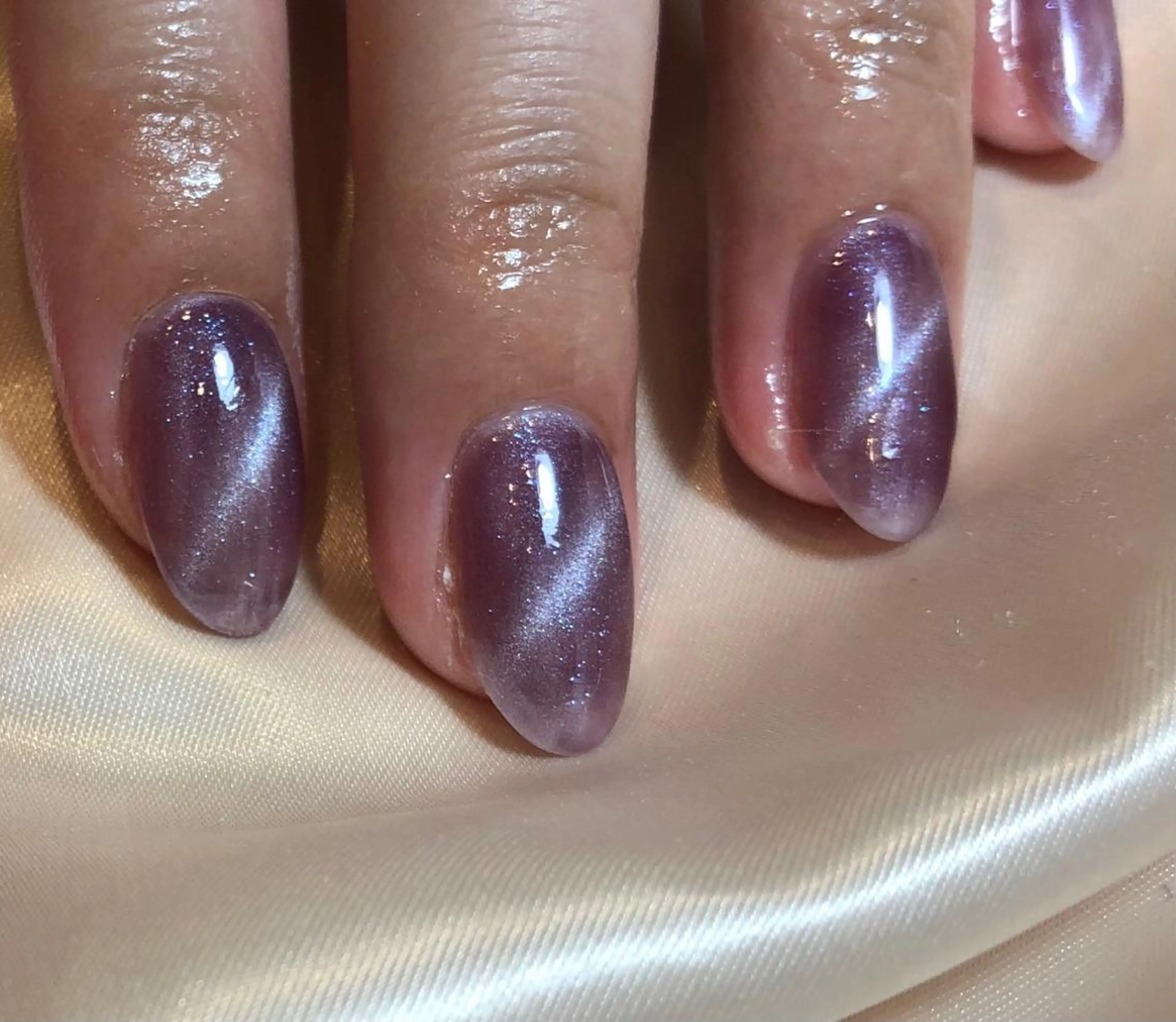 ネイル マグネットネイル パープル ハンドネイル ☽ ☾のネイルデザイン