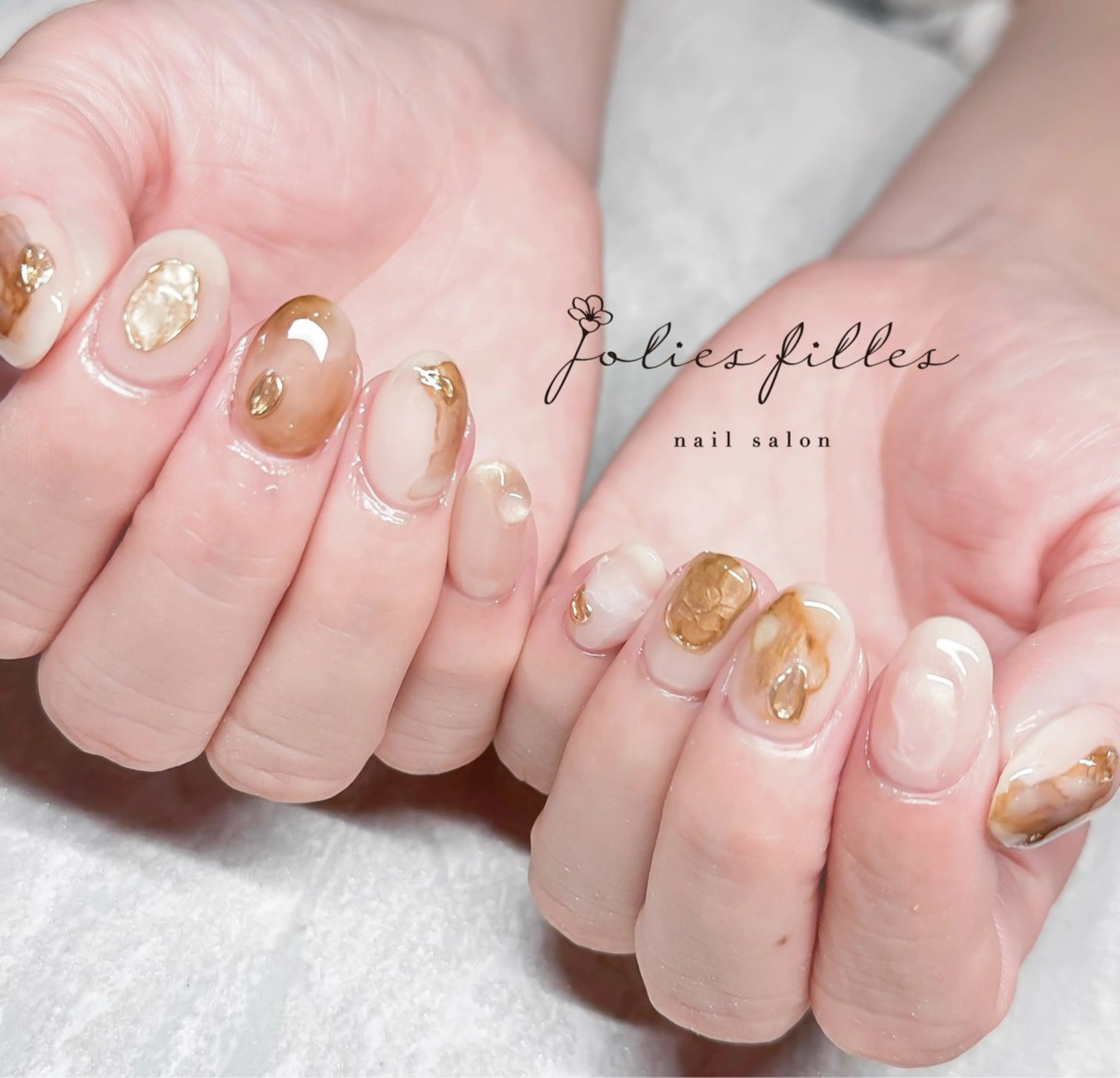 ネイル ブラウン ニュアンスネイル ジョリフィーユ本店 中山のネイルデザイン