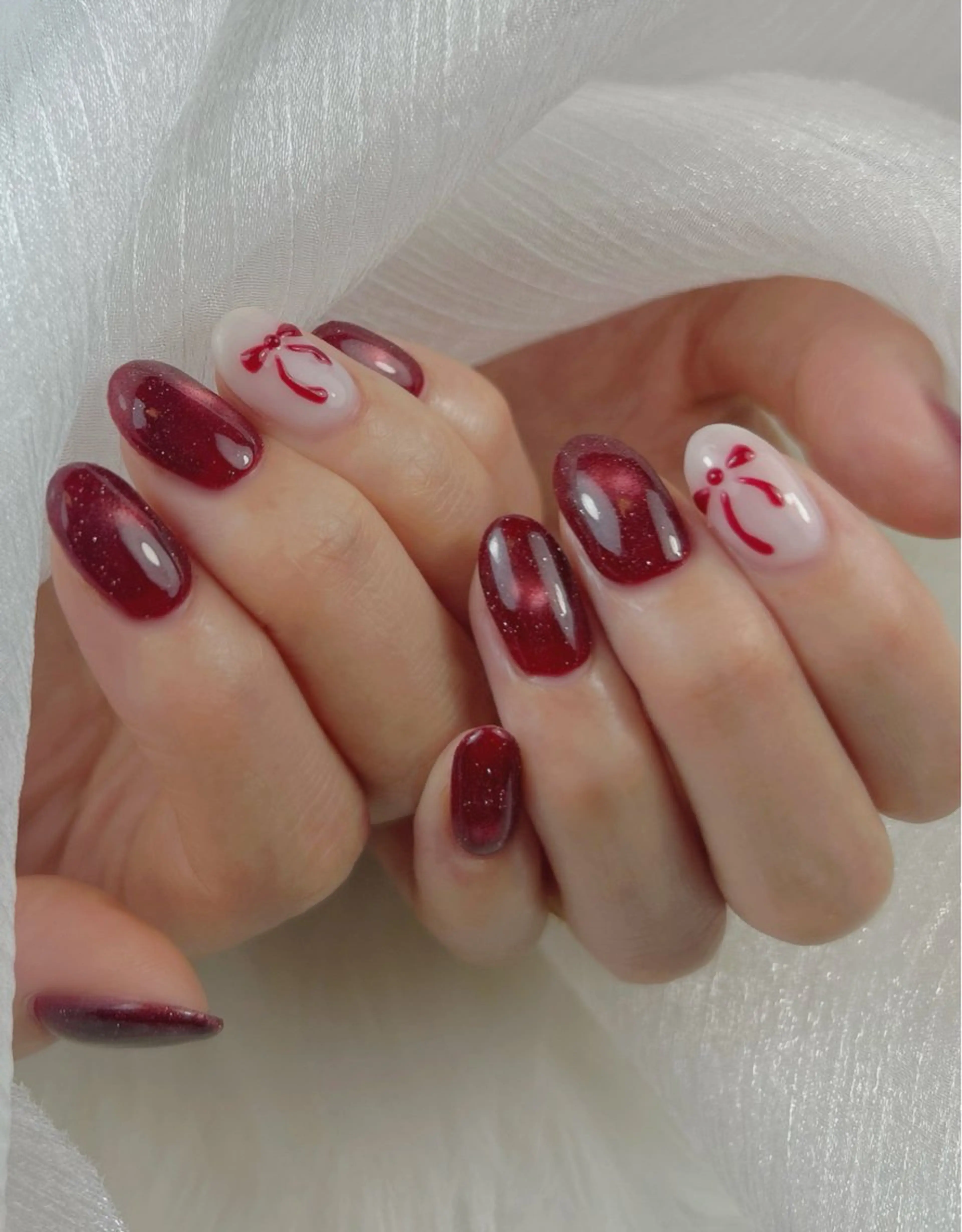 ネイル ぷっくりネイル リボン ハンドネイル Roana Nailのネイルデザイン